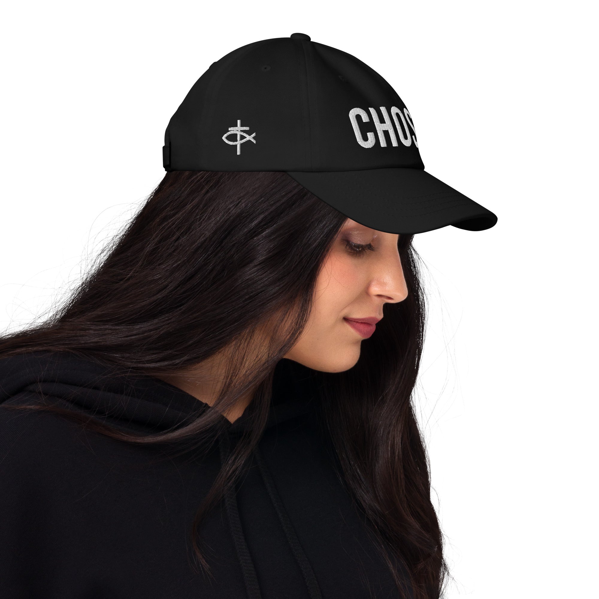 Chosen Classic Dad's Cap with Puff Embroidery & Fish Cross Emblem - Jesus Passion Apparel