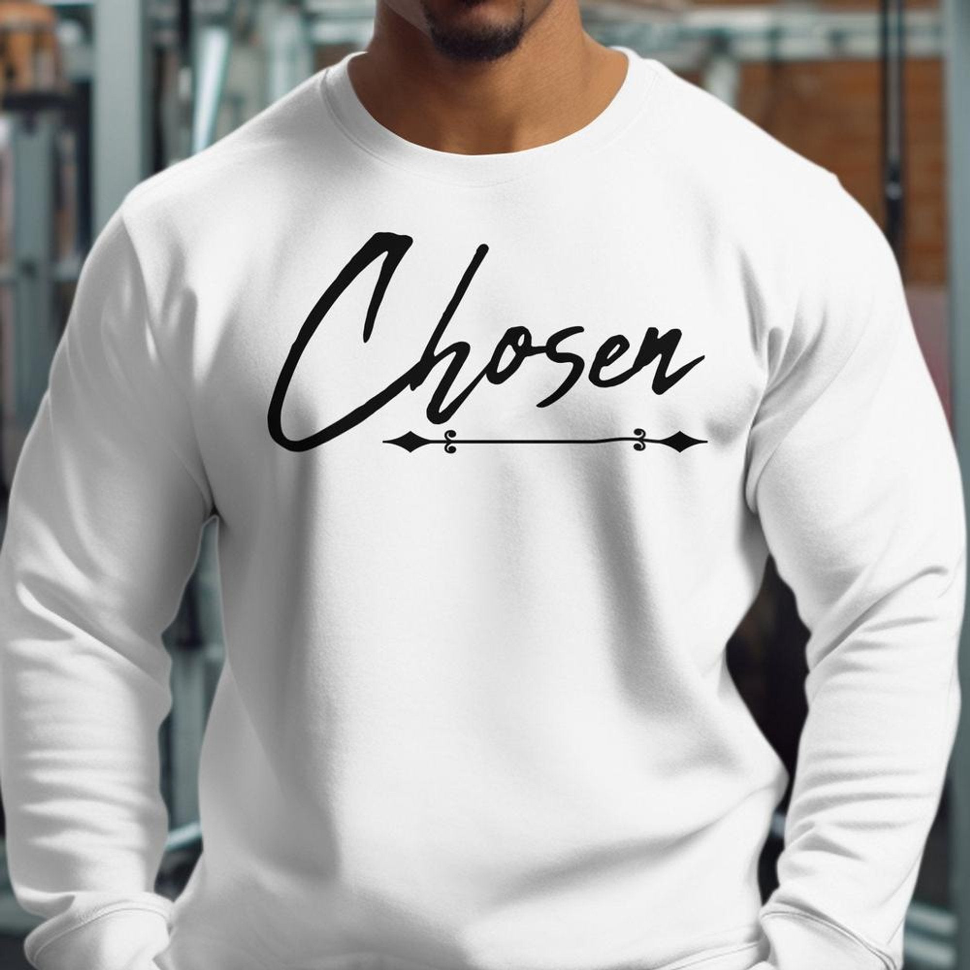 Chosen Men's Fleece Unisex - Fit Sweatshirt - White - Jesus Passion Apparel