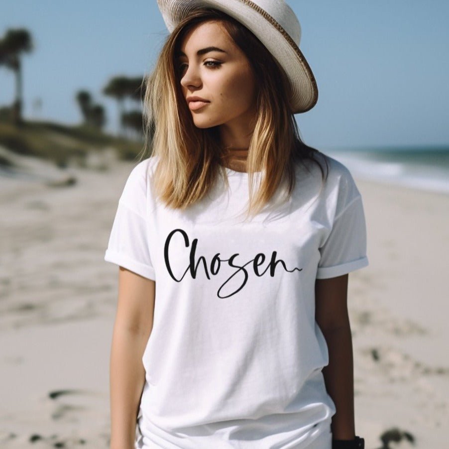 Chosen Unisex Jersey Short Sleeve Tee - Black / White - Jesus Passion Apparel