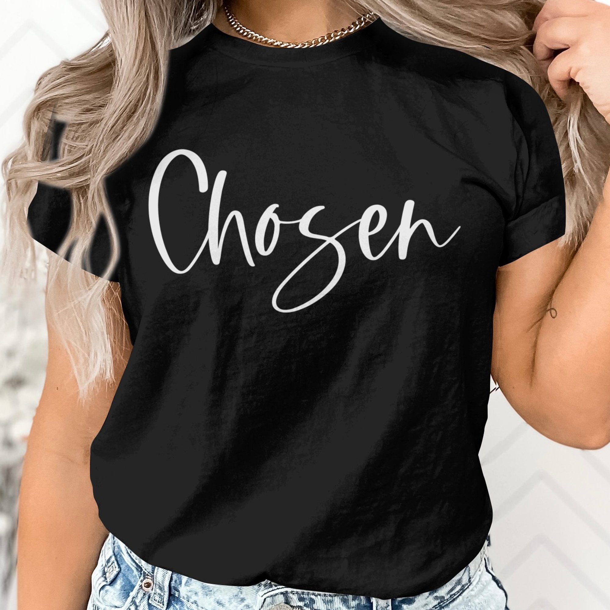 Chosen Unisex Jersey Short Sleeve Tee - Black / White - Jesus Passion Apparel