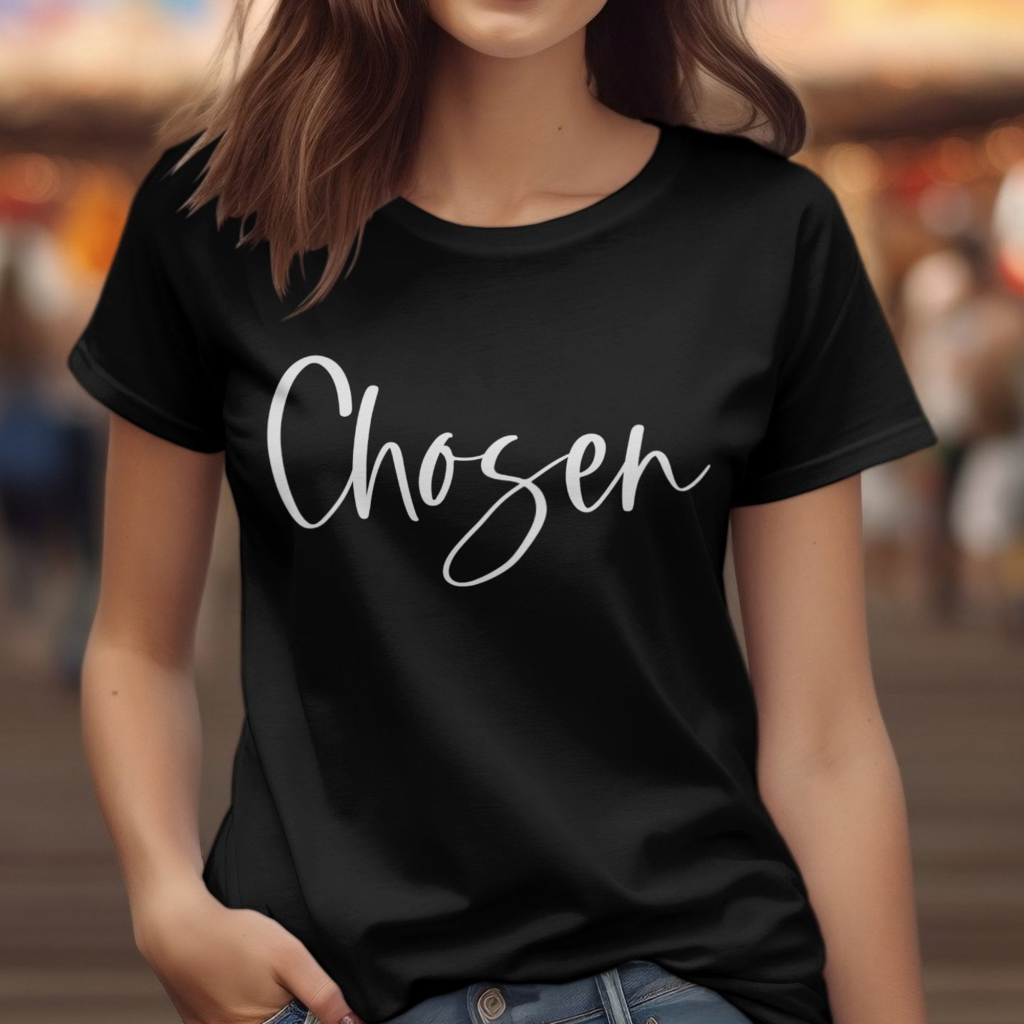 Chosen Unisex Jersey Short Sleeve Tee - Black / White - Jesus Passion Apparel