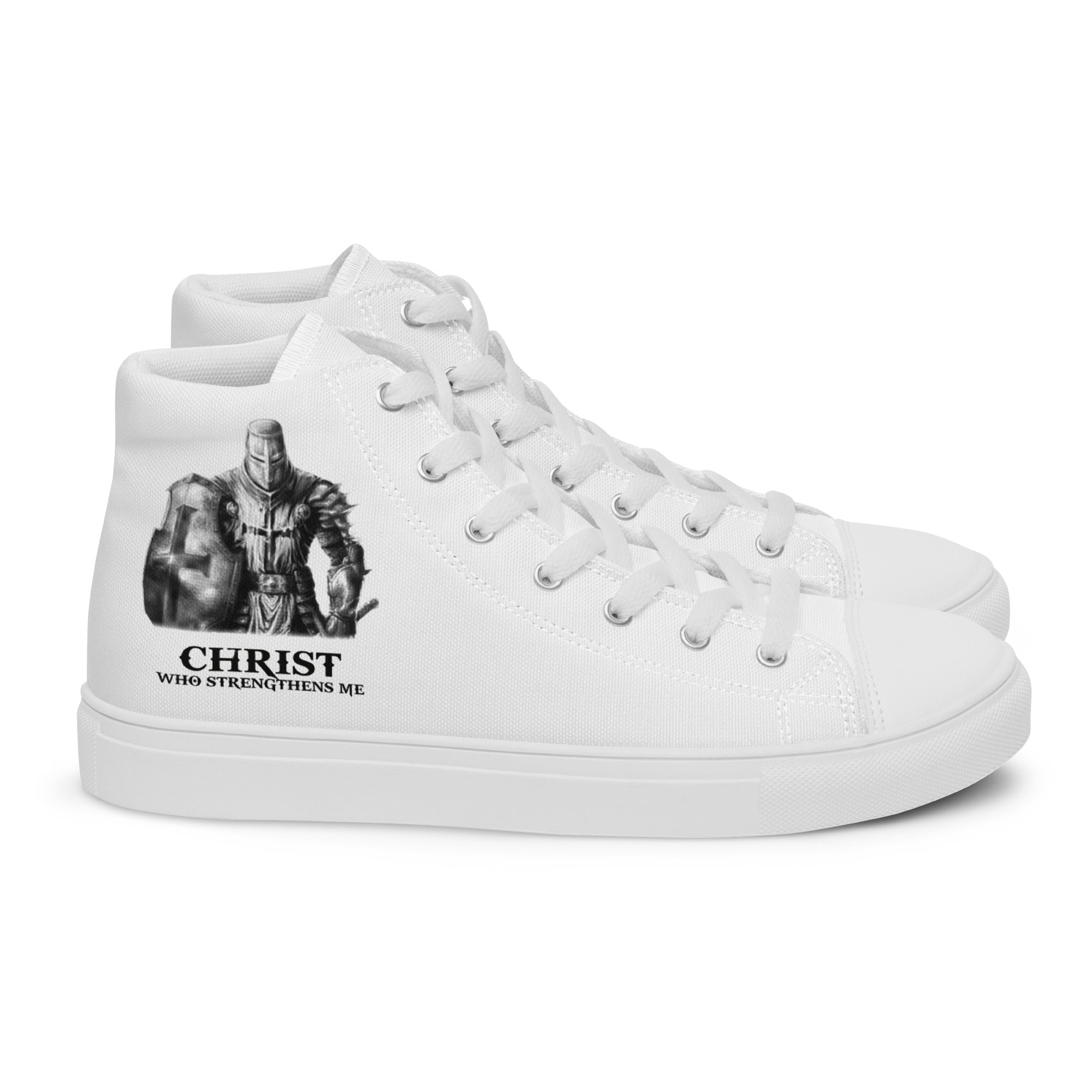 Christ Who Strengthens Me Men’s High Top Canvas Shoes - Jesus Passion Apparel