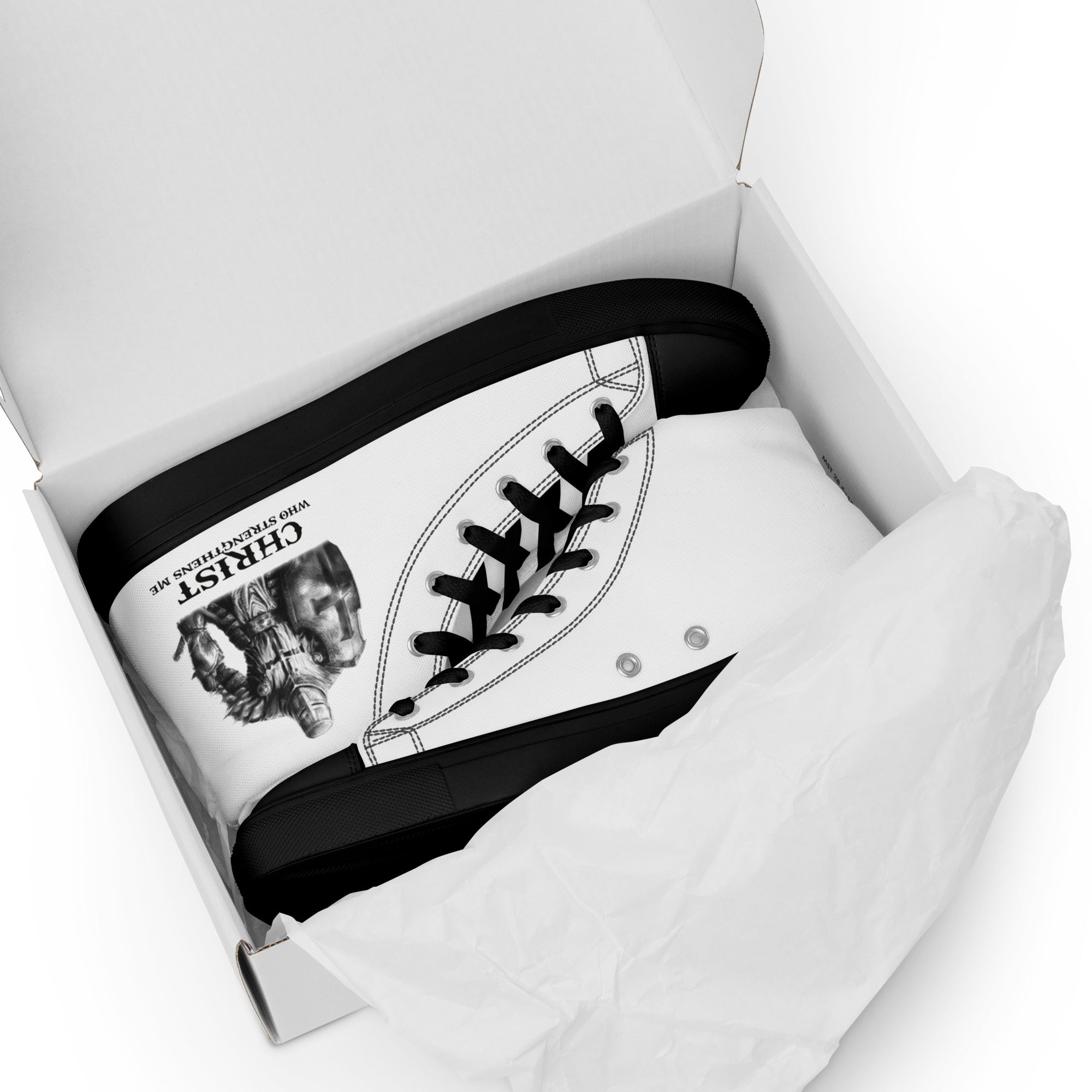 Christ Who Strengthens Me Men’s High Top Canvas Shoes - Jesus Passion Apparel