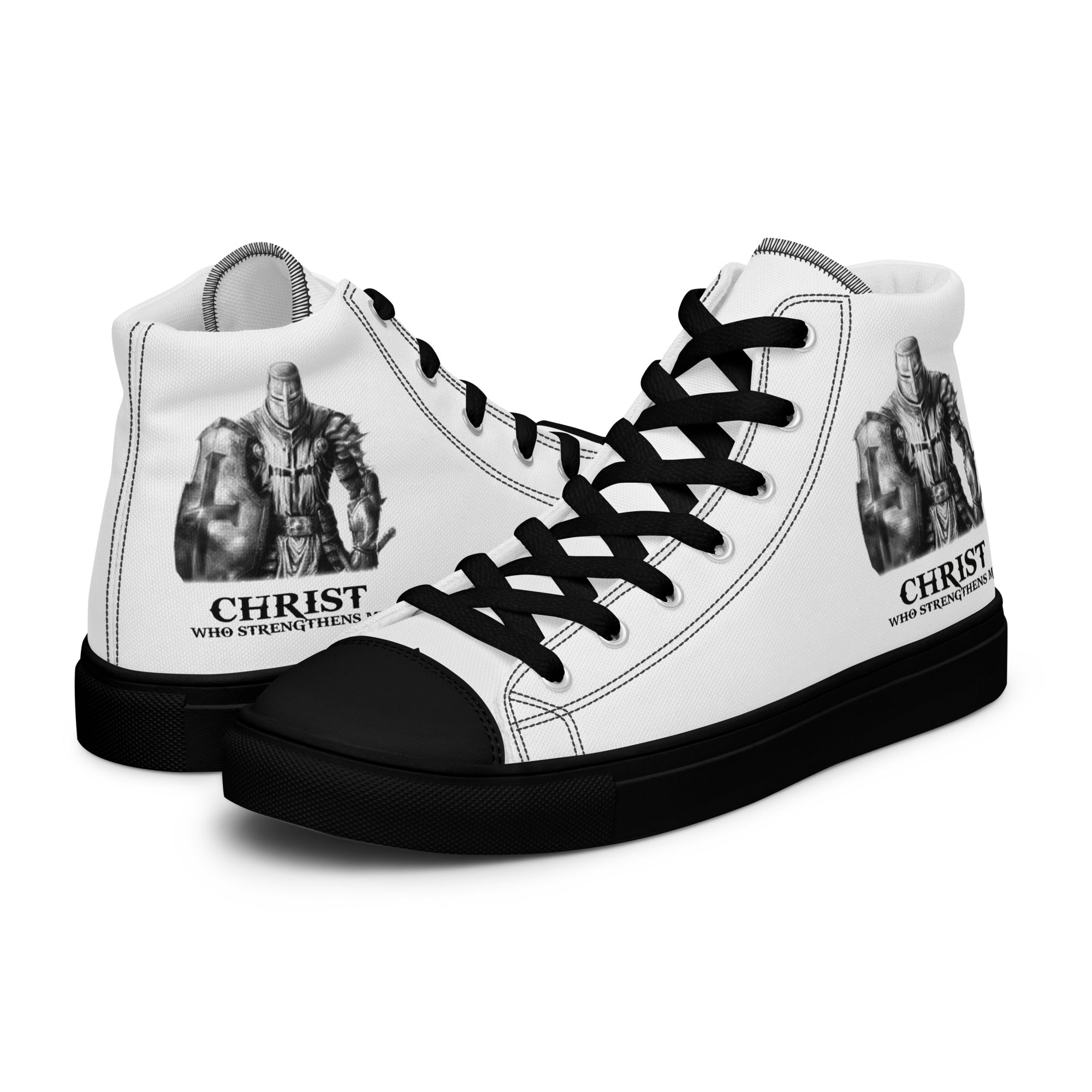 Christ Who Strengthens Me Men’s High Top Canvas Shoes - Jesus Passion Apparel