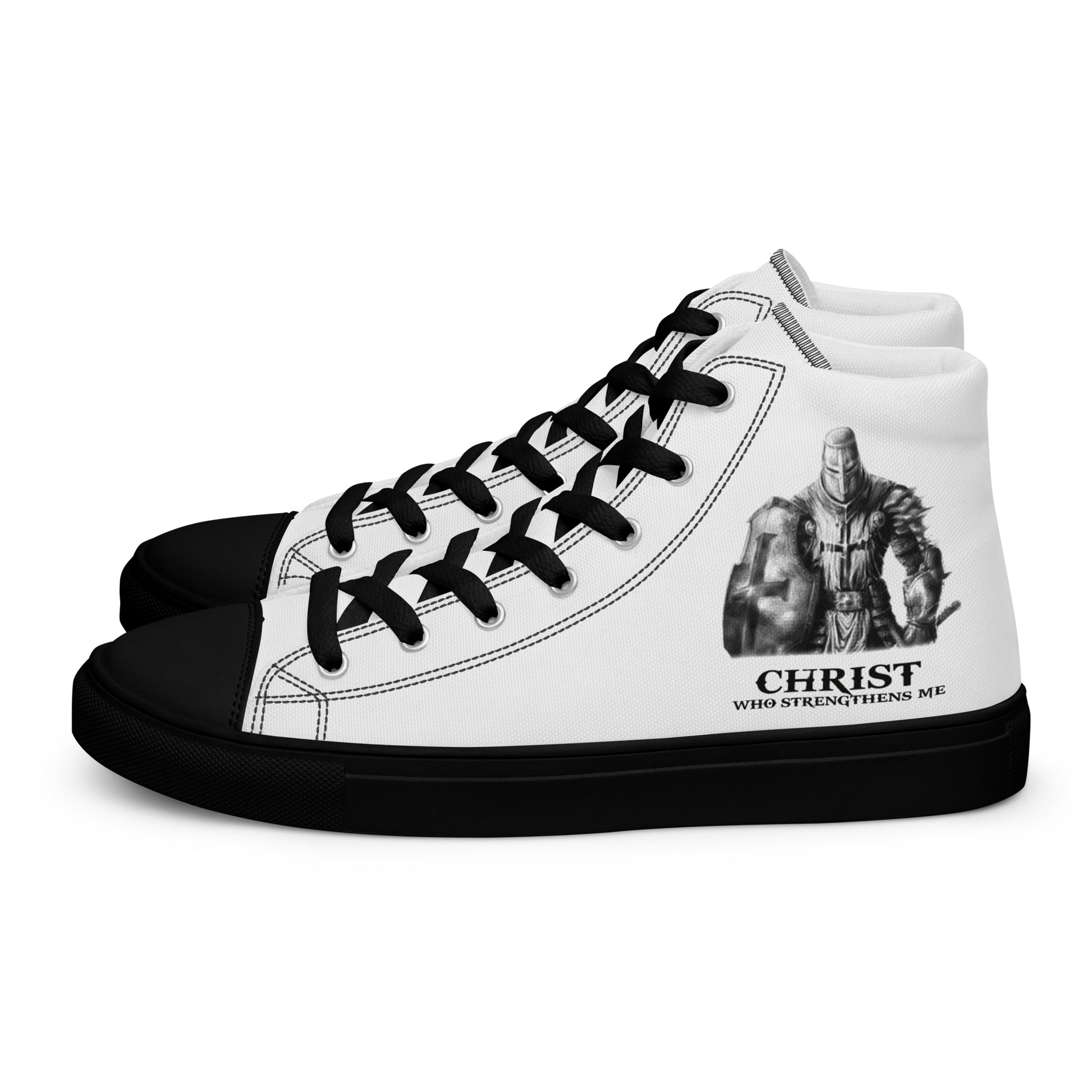 Christ Who Strengthens Me Men’s High Top Canvas Shoes - Jesus Passion Apparel