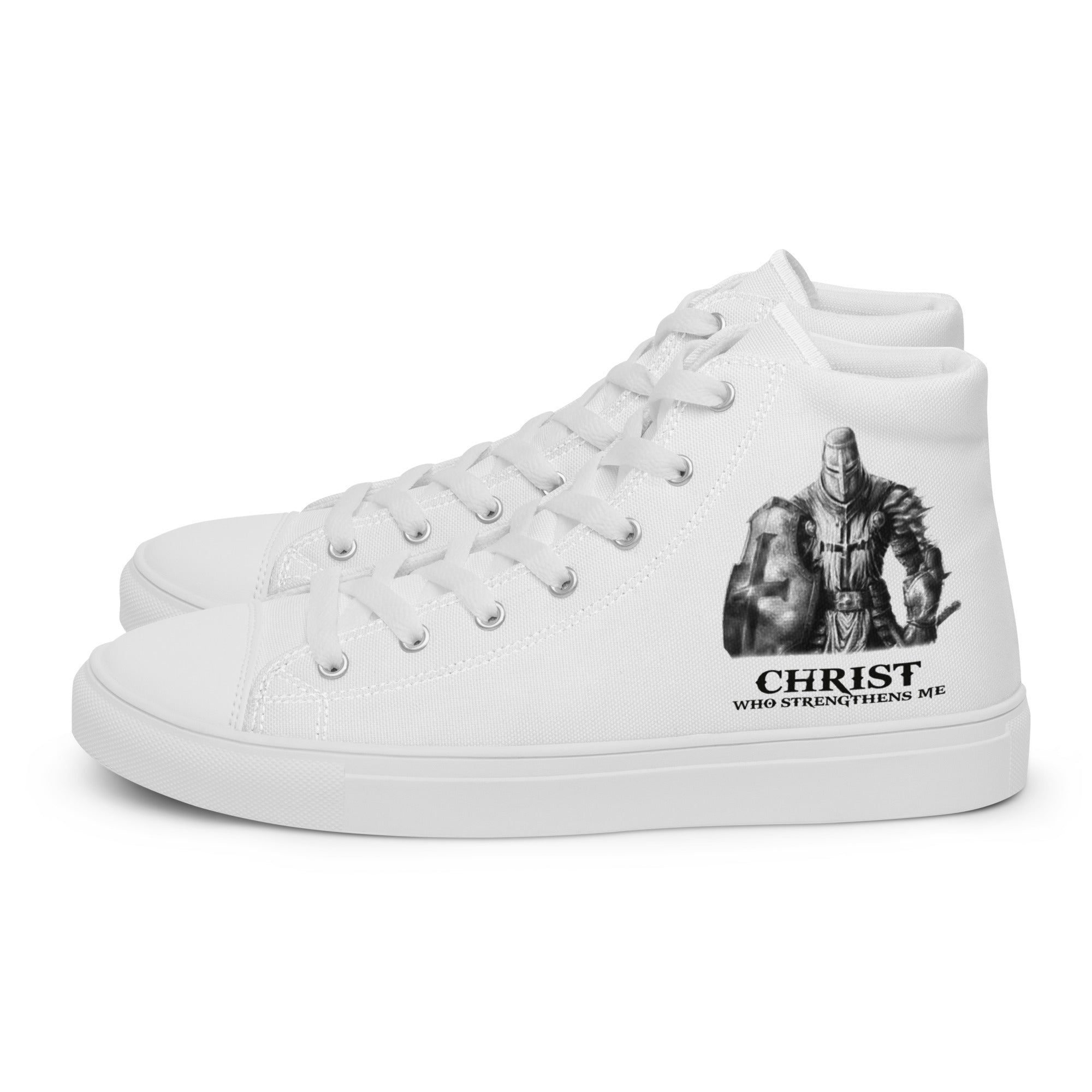 Christ Who Strengthens Me Men’s High Top Canvas Shoes - Jesus Passion Apparel