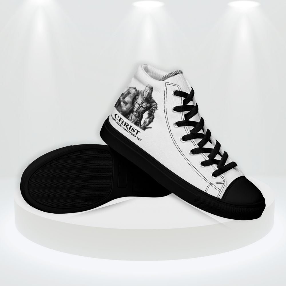 Christ Who Strengthens Me Men’s High Top Canvas Shoes - Jesus Passion Apparel