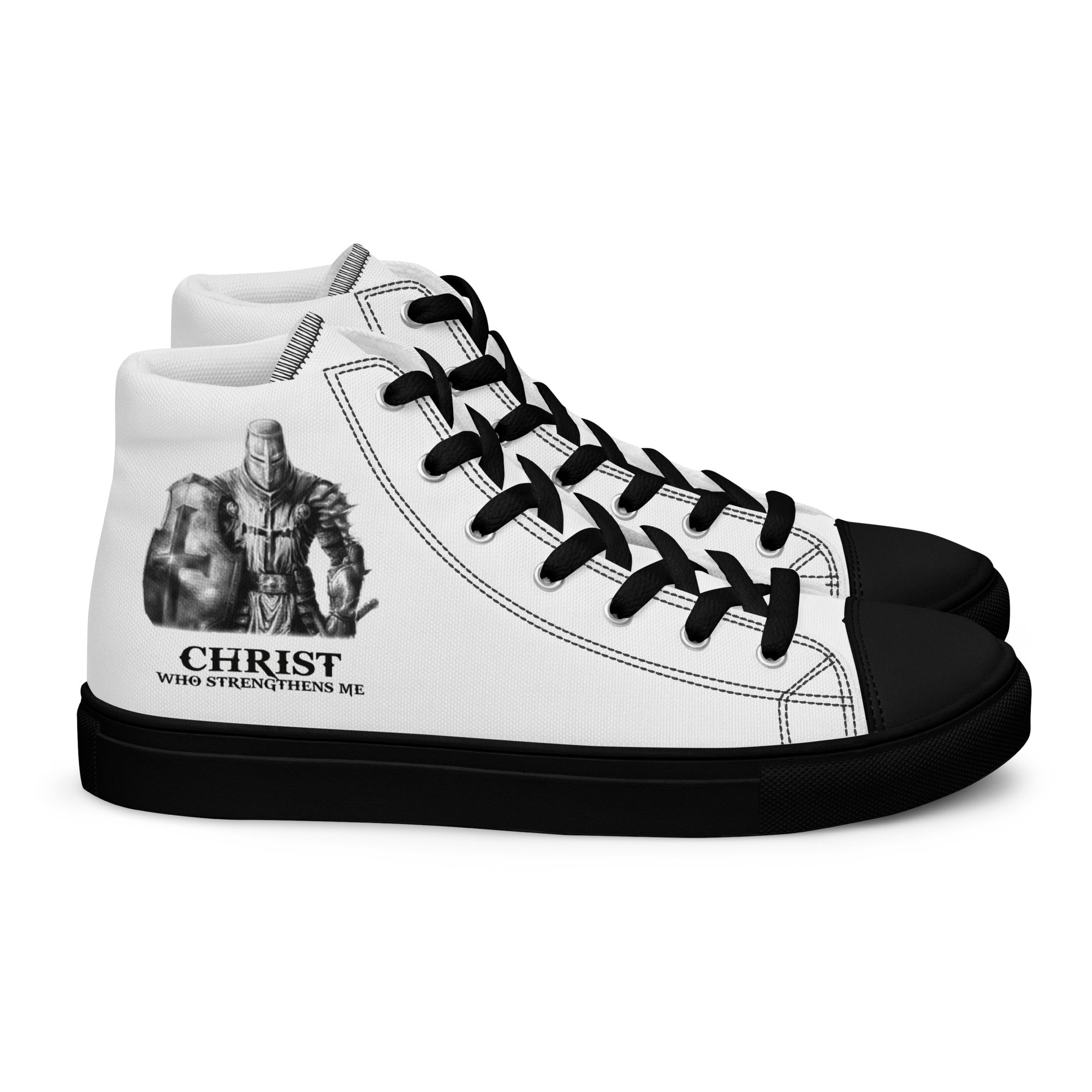 Christ Who Strengthens Me Men’s High Top Canvas Shoes - Jesus Passion Apparel