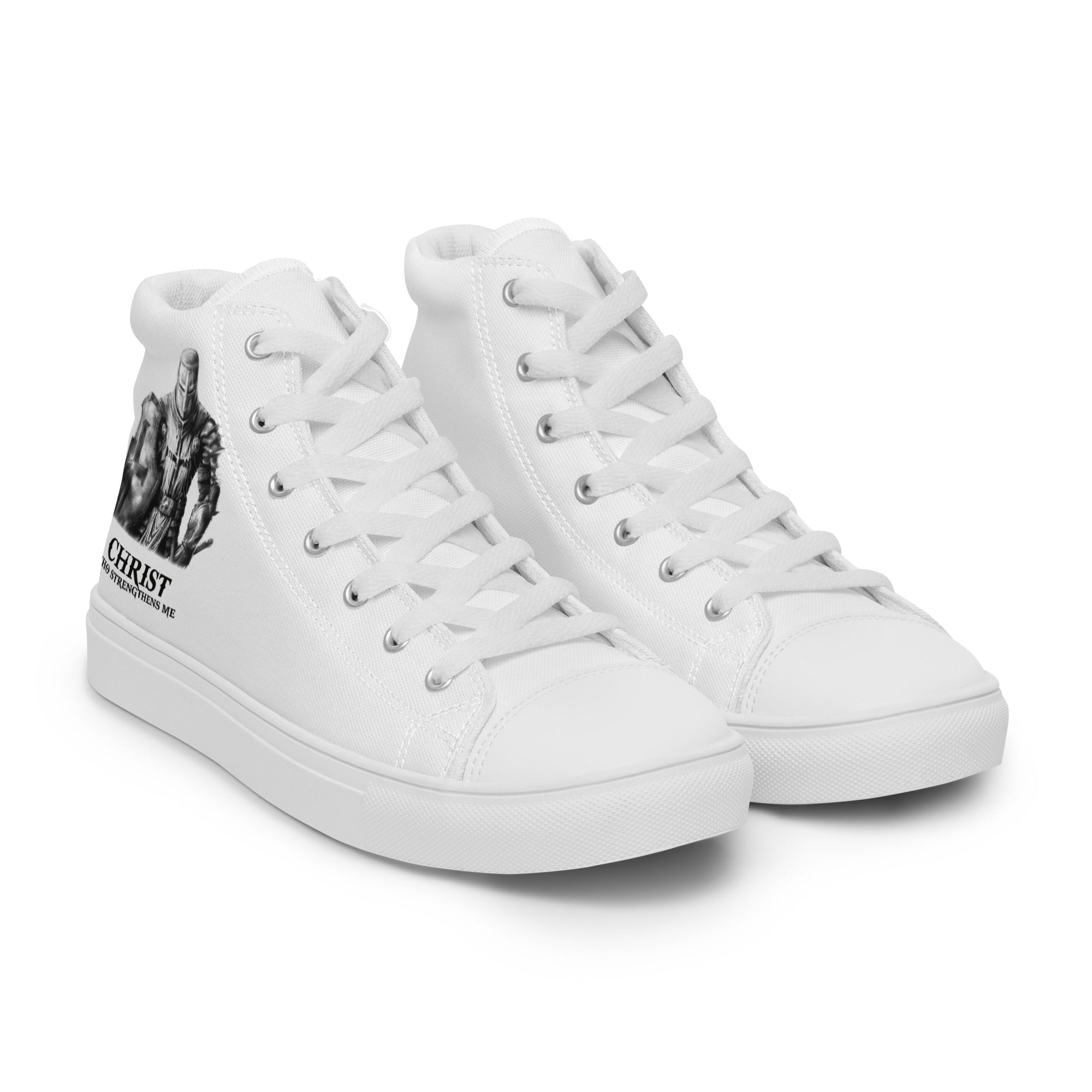 Christ Who Strengthens Me Women’s High Top Canvas Shoes - Jesus Passion Apparel