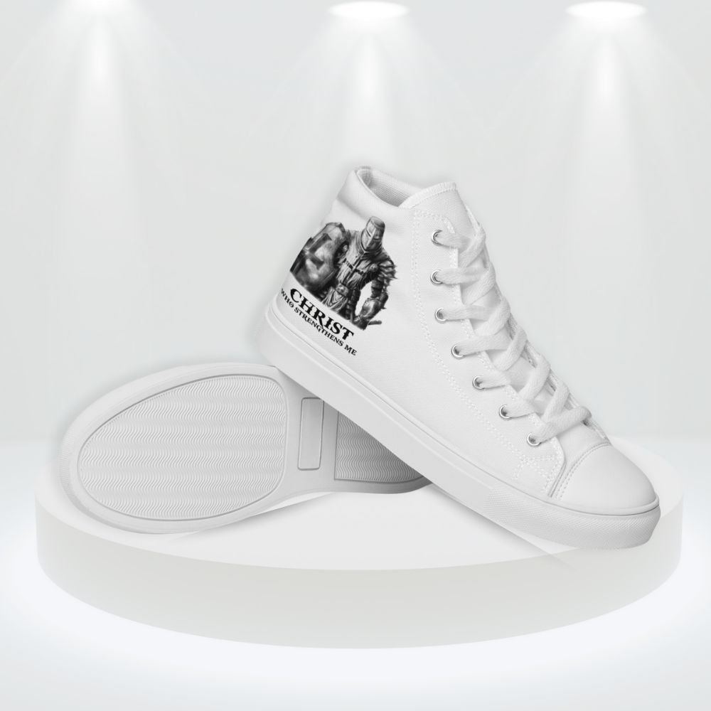 Christ Who Strengthens Me Women’s High Top Canvas Shoes - Jesus Passion Apparel