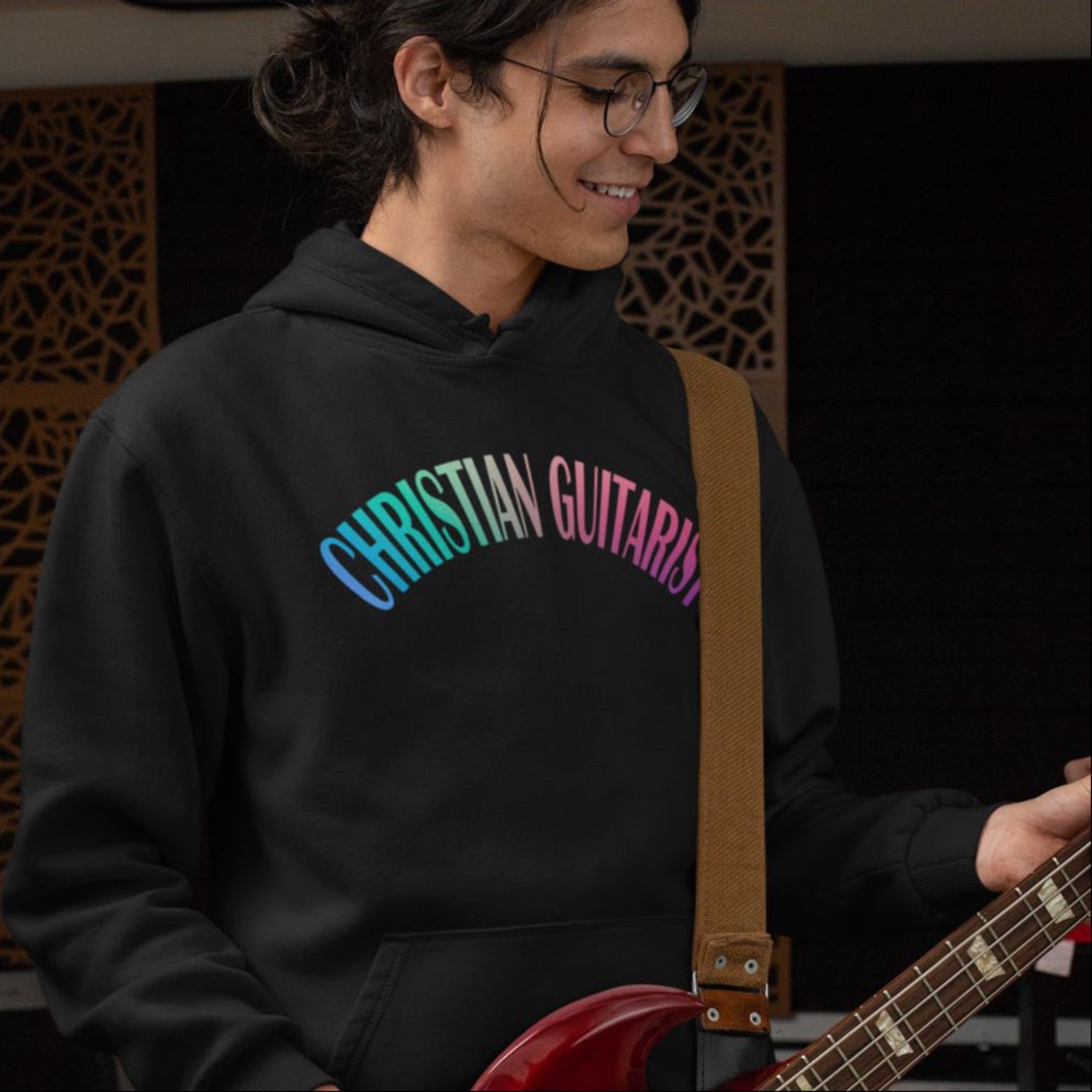 Christian Guitarist Men's Heavy Blend™ Hoodie - Jesus Passion Apparel