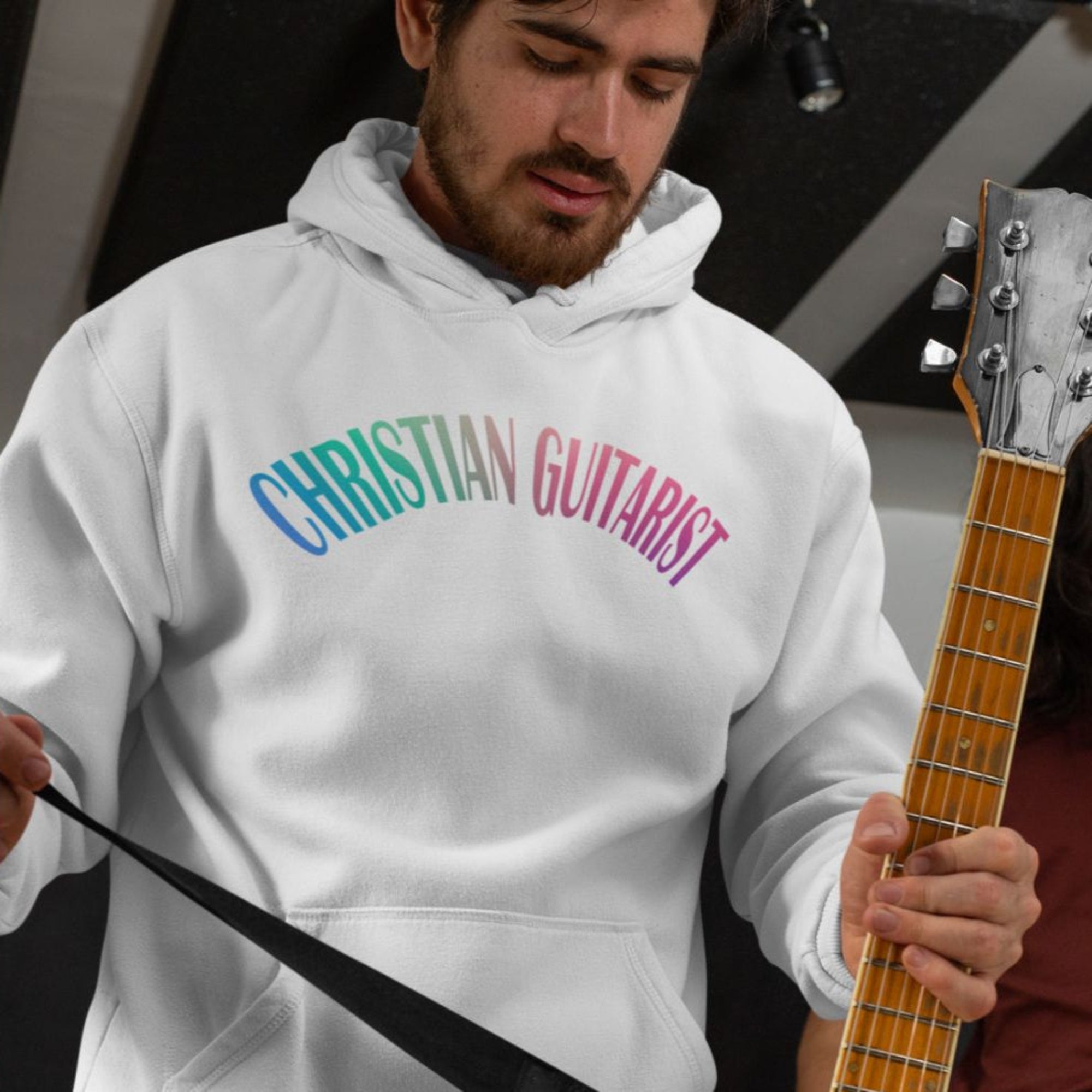 Christian Guitarist Men's Heavy Blend™ Hoodie - Jesus Passion Apparel