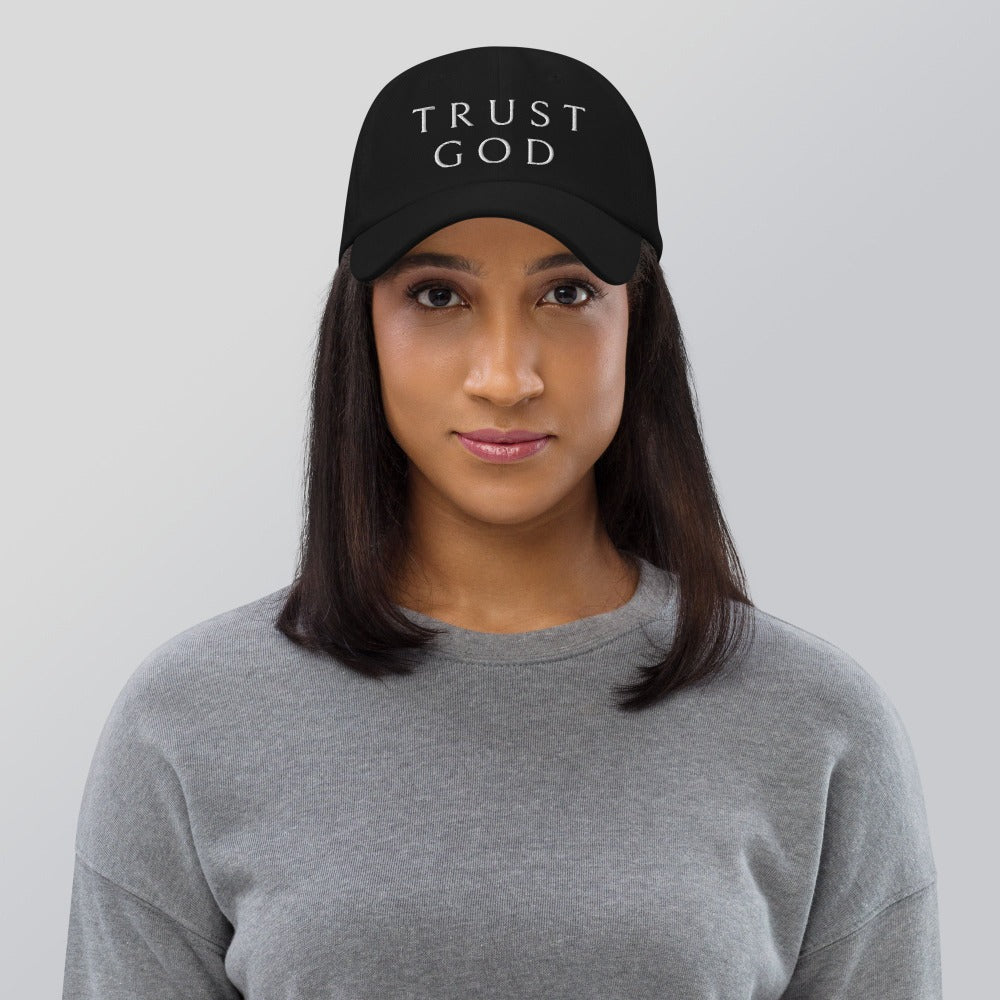 Trust God Style Classic Dad's Cap - Black with White Embroidery Jesus Passion Apparel