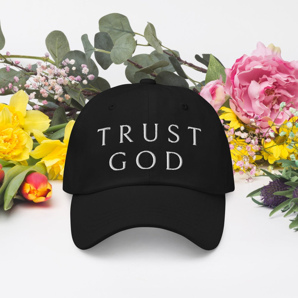 Trust God Style Classic Dad's Cap - Black with White Embroidery Jesus Passion Apparel