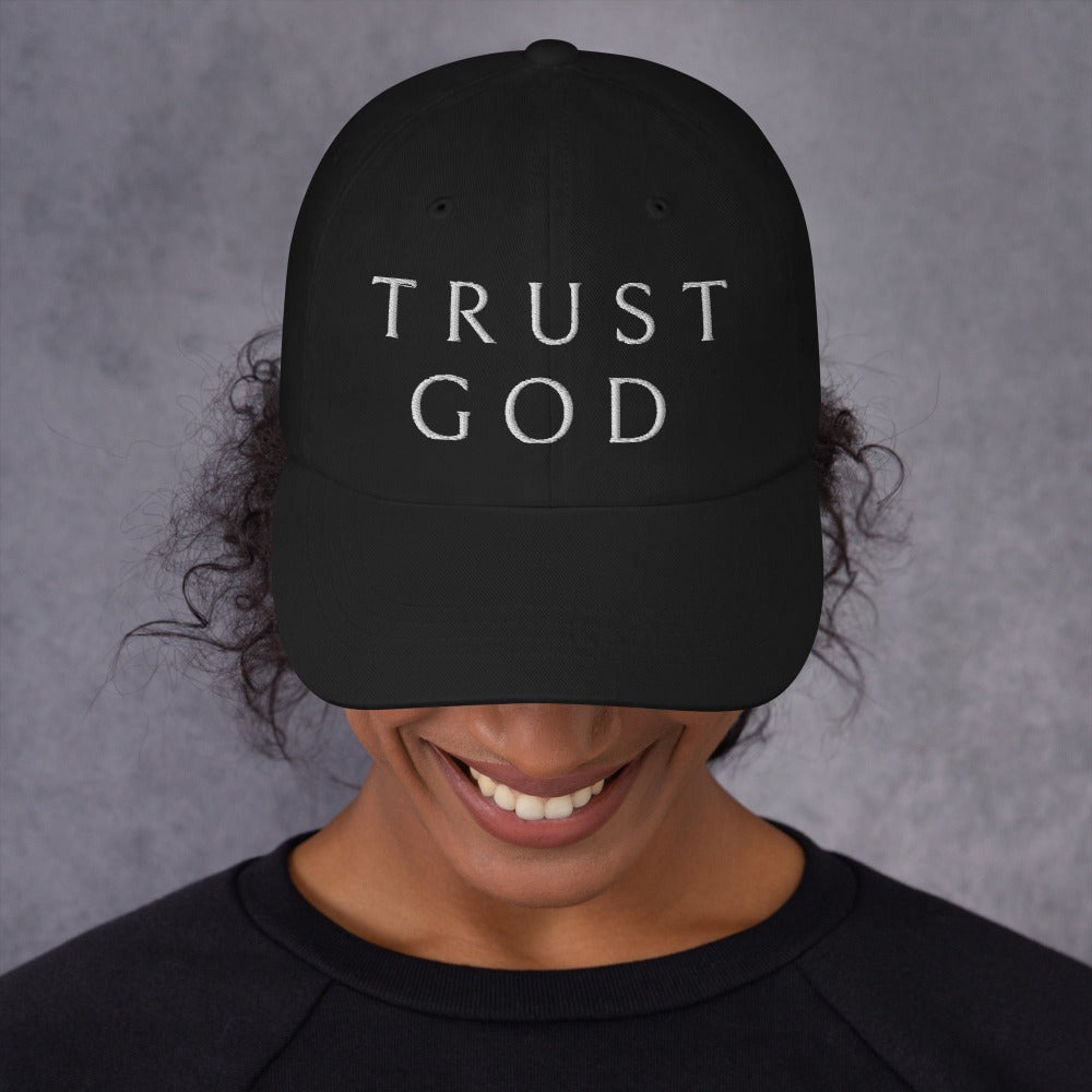 Trust God Style Classic Dad's Cap - Black with White Embroidery Jesus Passion Apparel