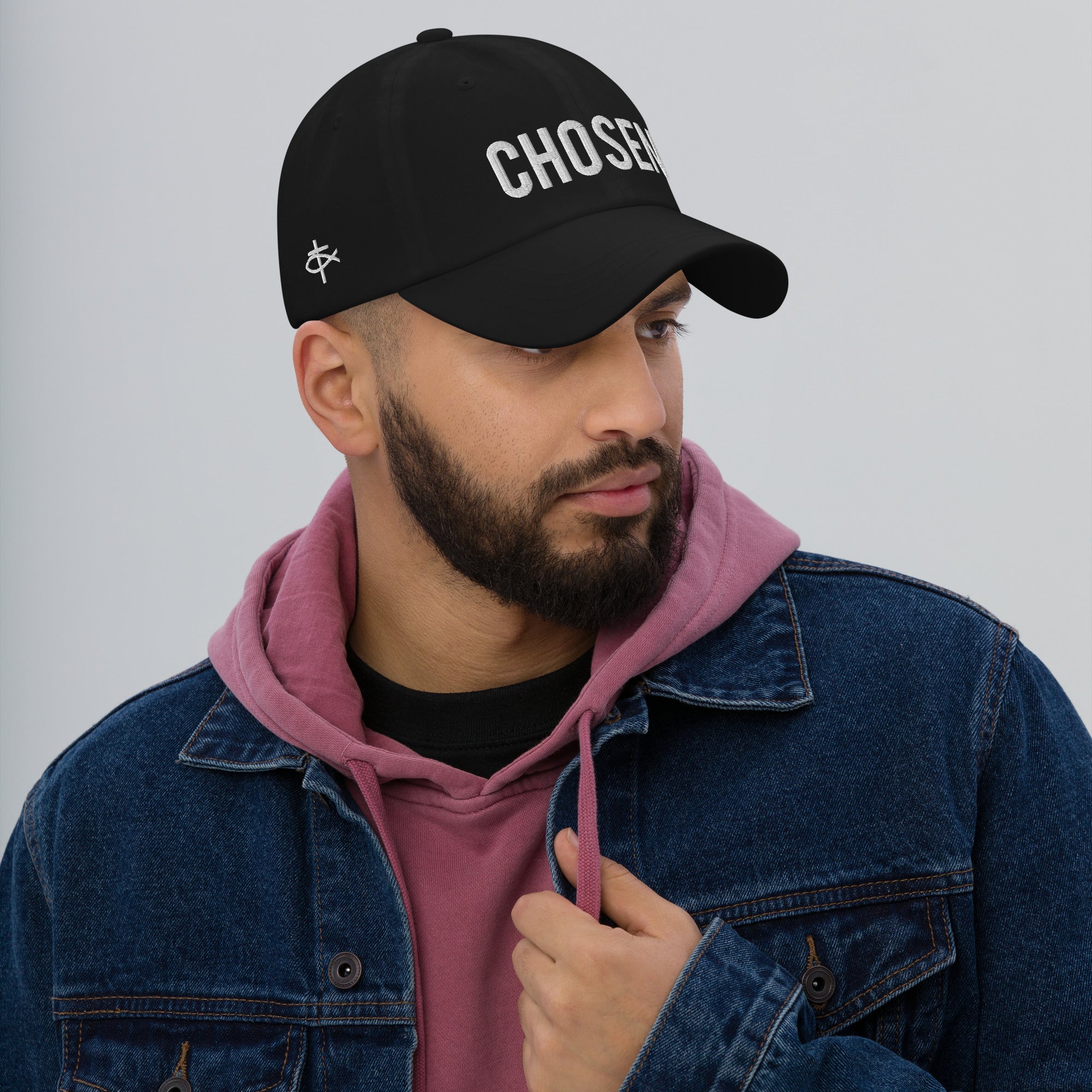 Chosen Classic Dad's Cap with Puff Embroidery & Fish Cross Emblem Jesus Passion Apparel