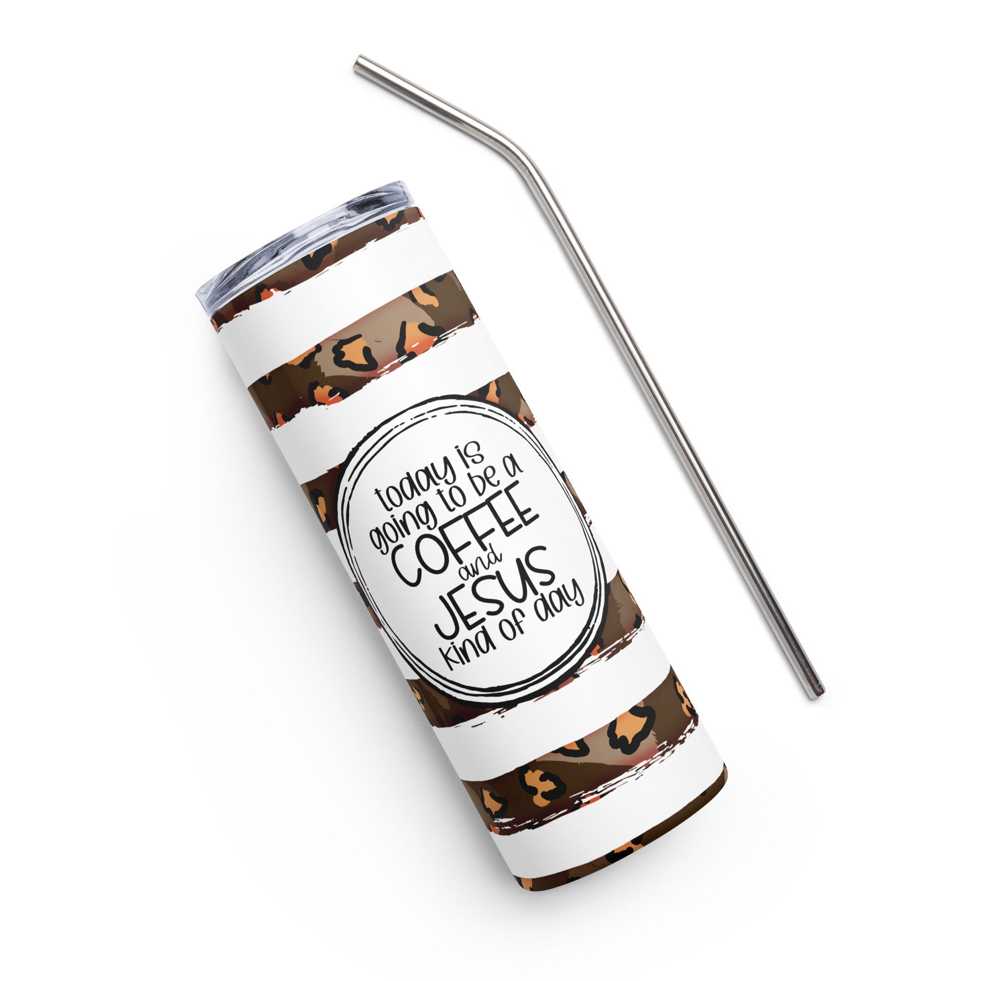 Coffee and Jesus Tumbler 20 oz - Stainless Steel Straw - Jesus Passion Apparel