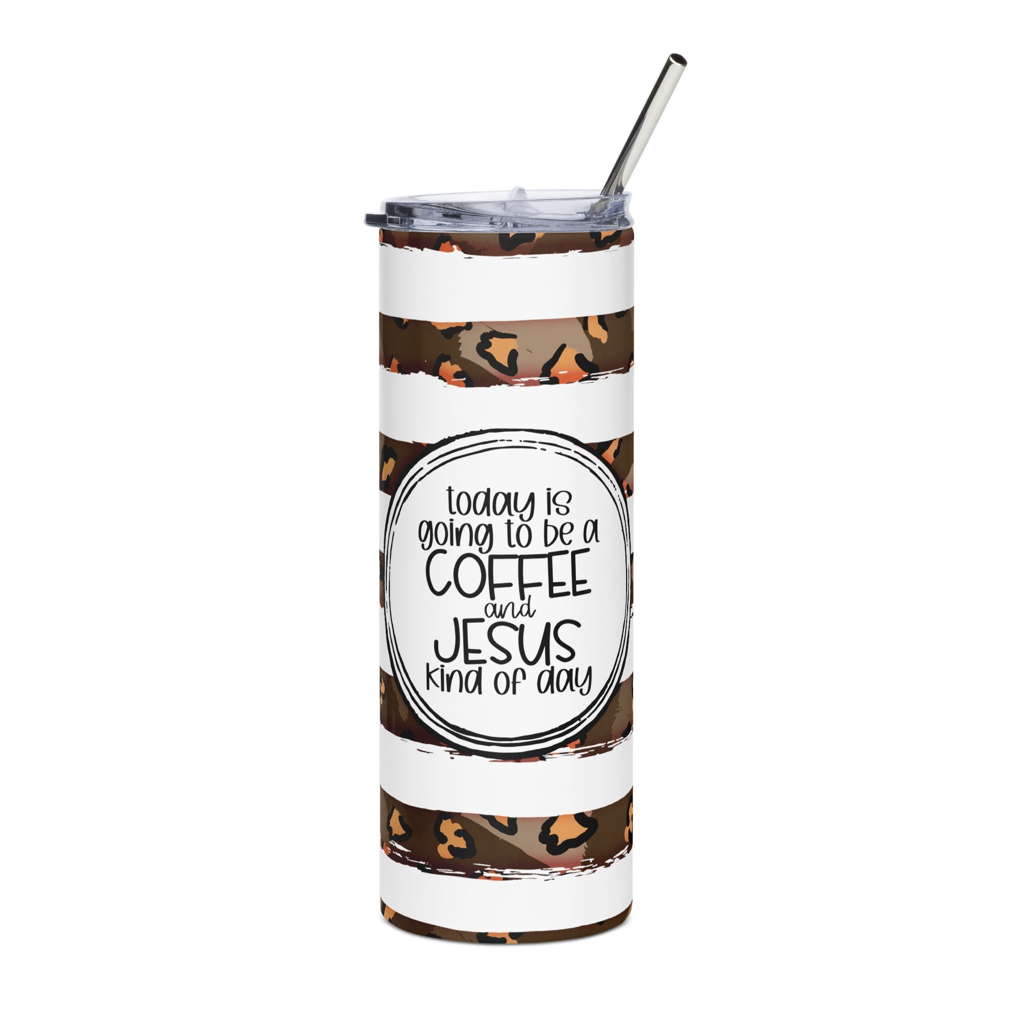 Coffee and Jesus Tumbler 20 oz - Stainless Steel Straw - Jesus Passion Apparel