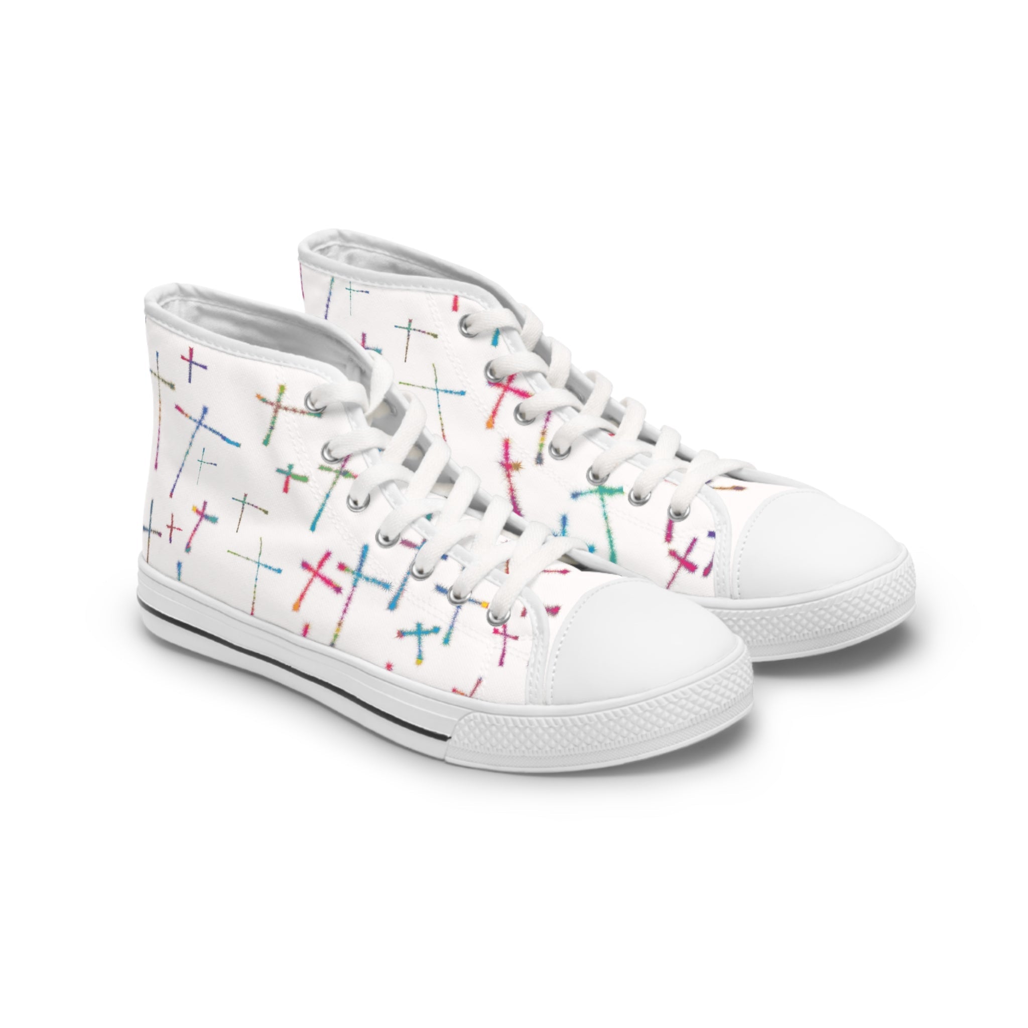 Colorful Crosses Women's High Top Sneakers - Jesus Passion Apparel