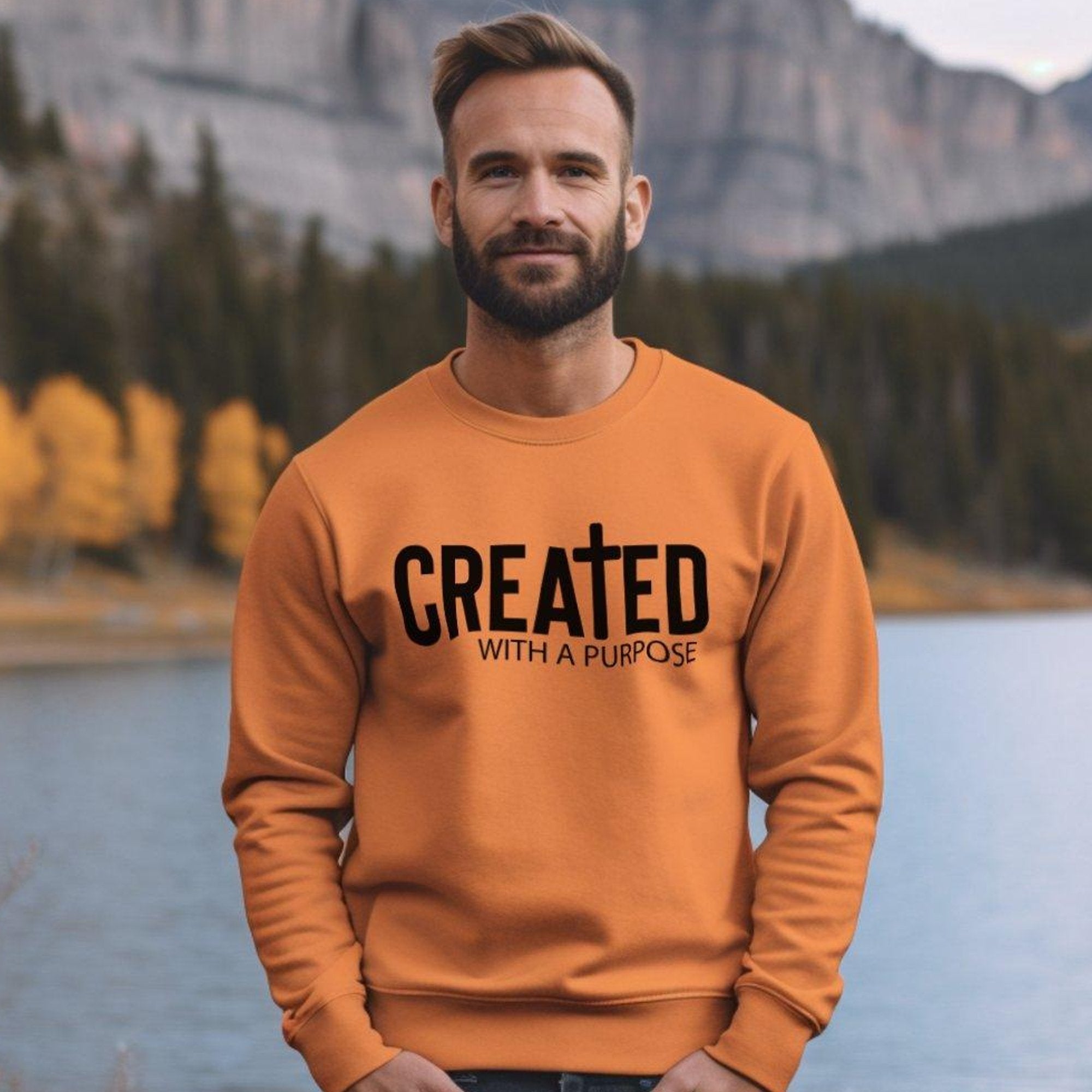 Created with a Purpose Men's Fleece Unisex Sweatshirt - Jesus Passion Apparel