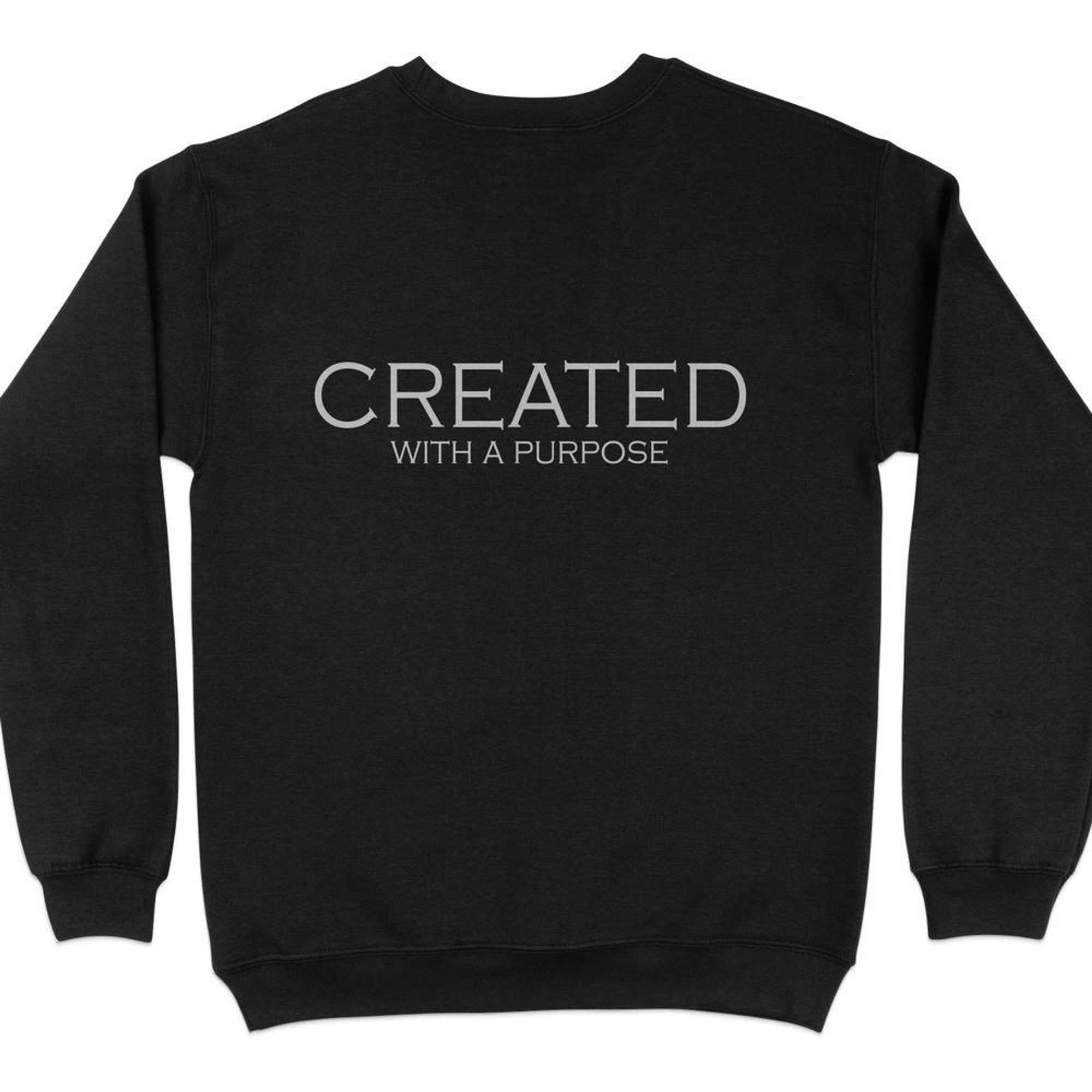 Created with a Purpose Men's Unisex - Fit Fleece Sweatshirt - Black - Jesus Passion Apparel