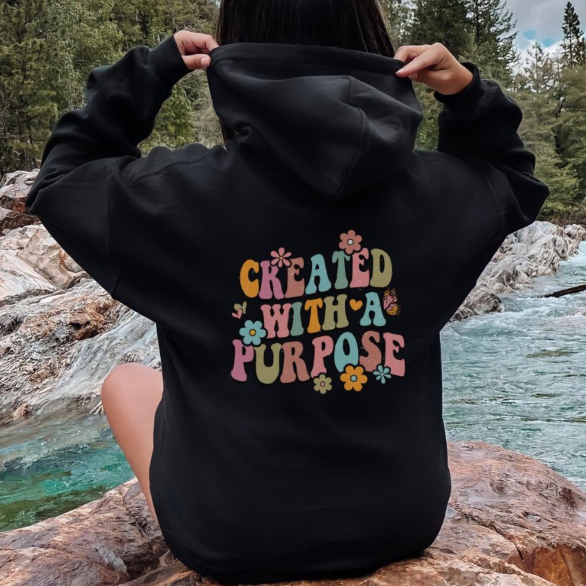 Created with a Purpose Retro - Inspired Unisex - Fit Heavy Blend Hoodie - Jesus Passion Apparel