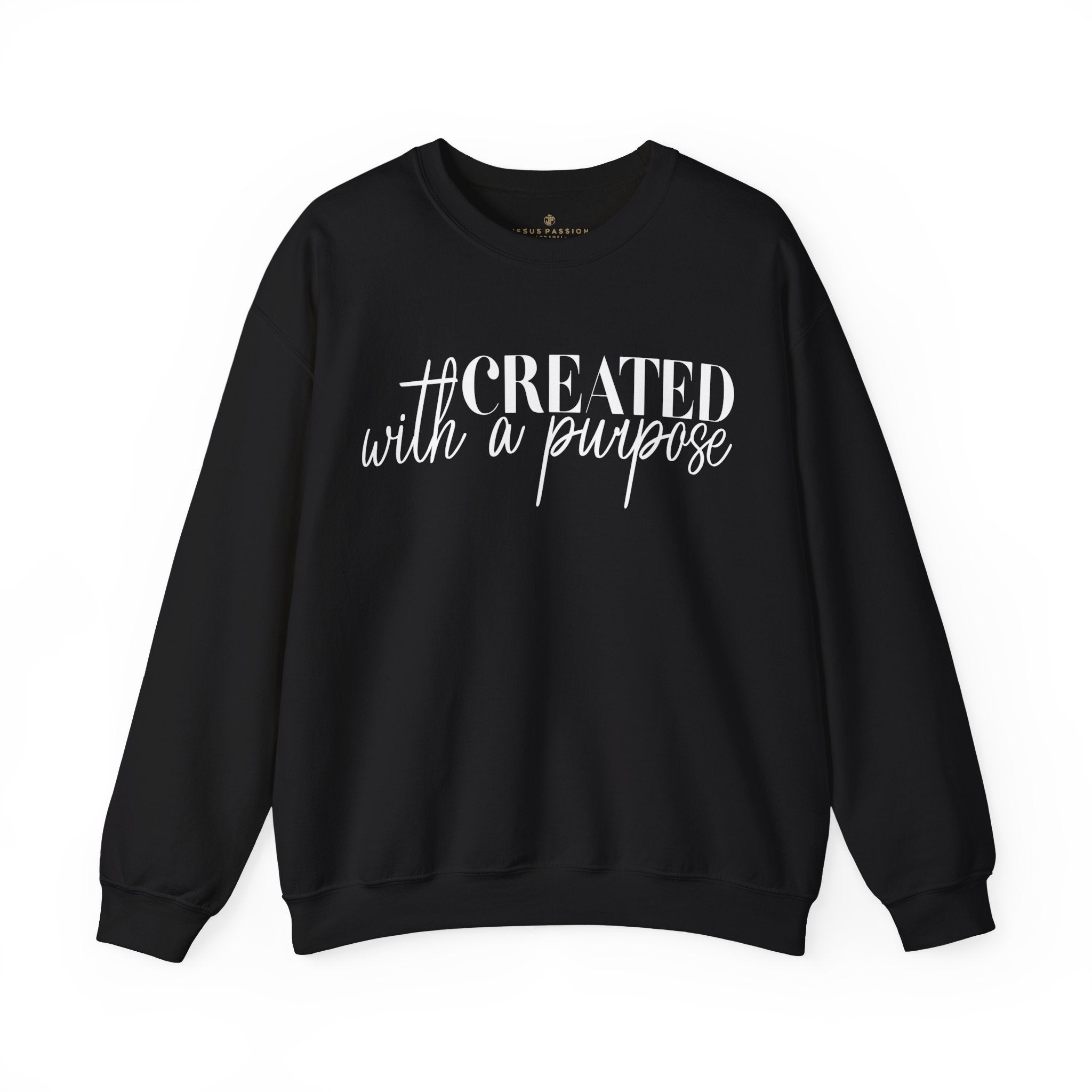 Created with a Purpose Women's Fleece Unisex - Fit Sweatshirt Purple / Black - Jesus Passion Apparel