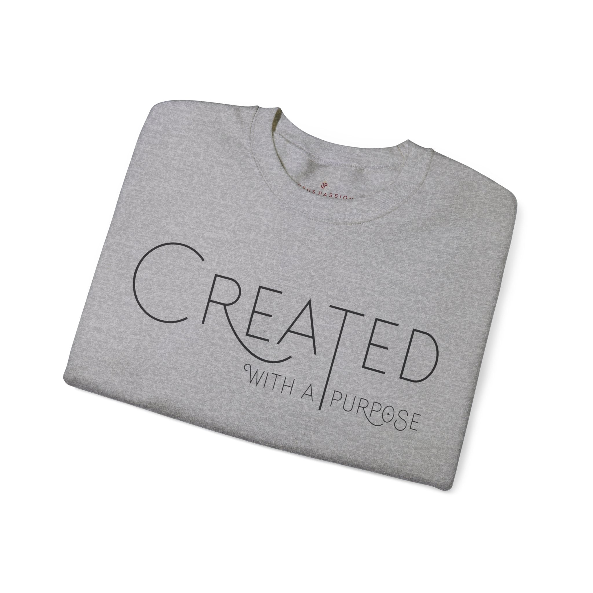 Created With a Purpose Women's Fleece Unisex - Fit Sweatshirt White / Sport Grey - Jesus Passion Apparel