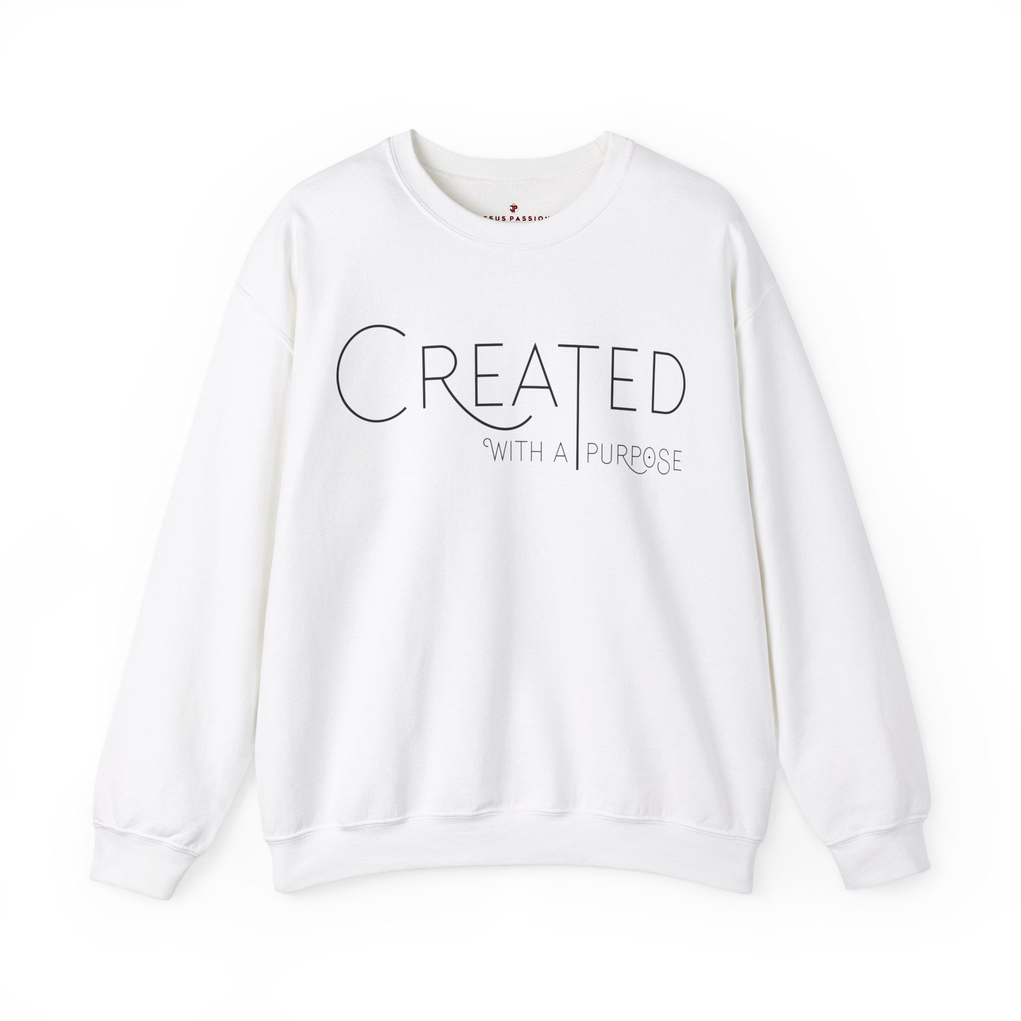 Created With a Purpose Women's Fleece Unisex - Fit Sweatshirt White / Sport Grey - Jesus Passion Apparel