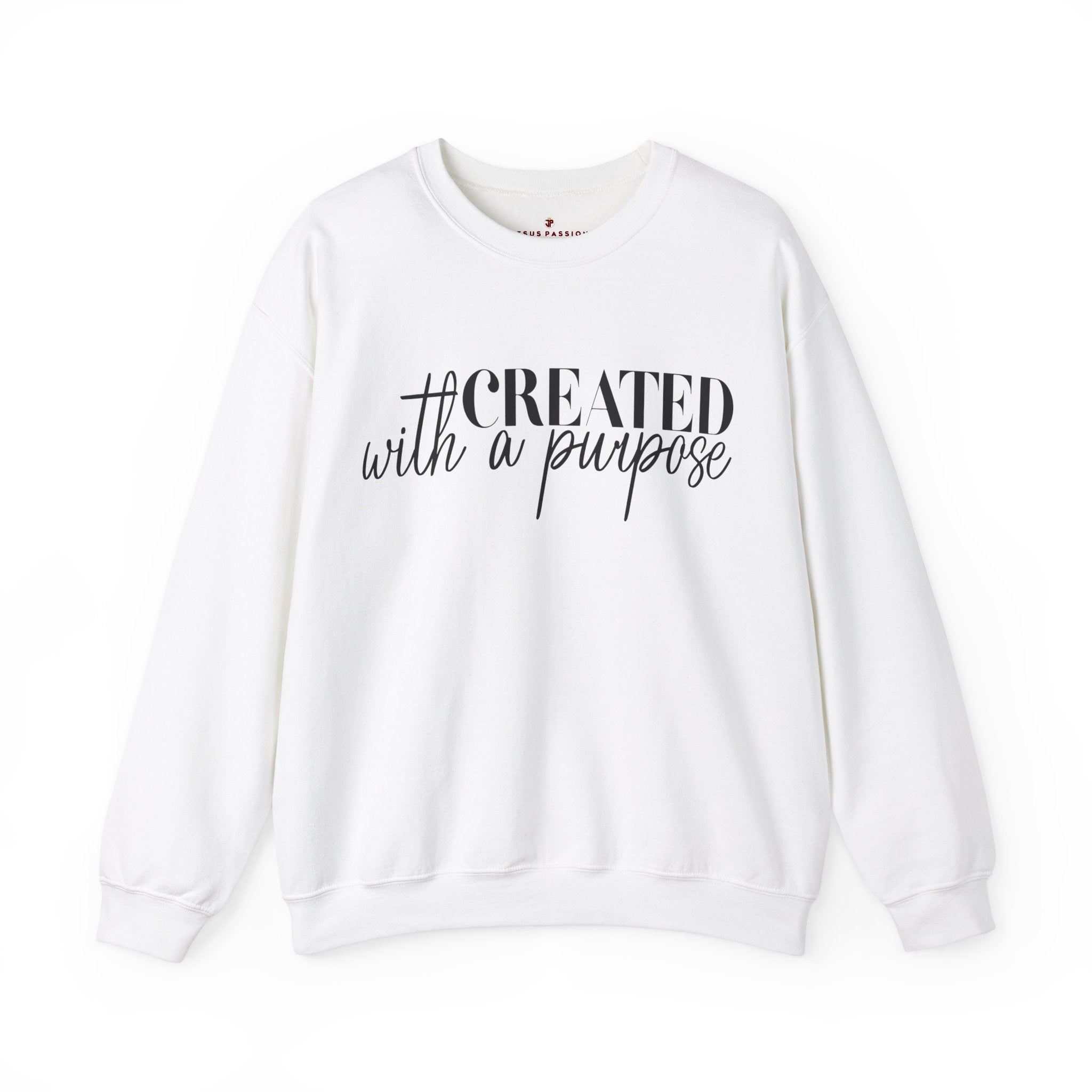 Created with a Purpose Women's Fleece Unisex - Fit Sweatshirt White / Sport Grey - Jesus Passion Apparel