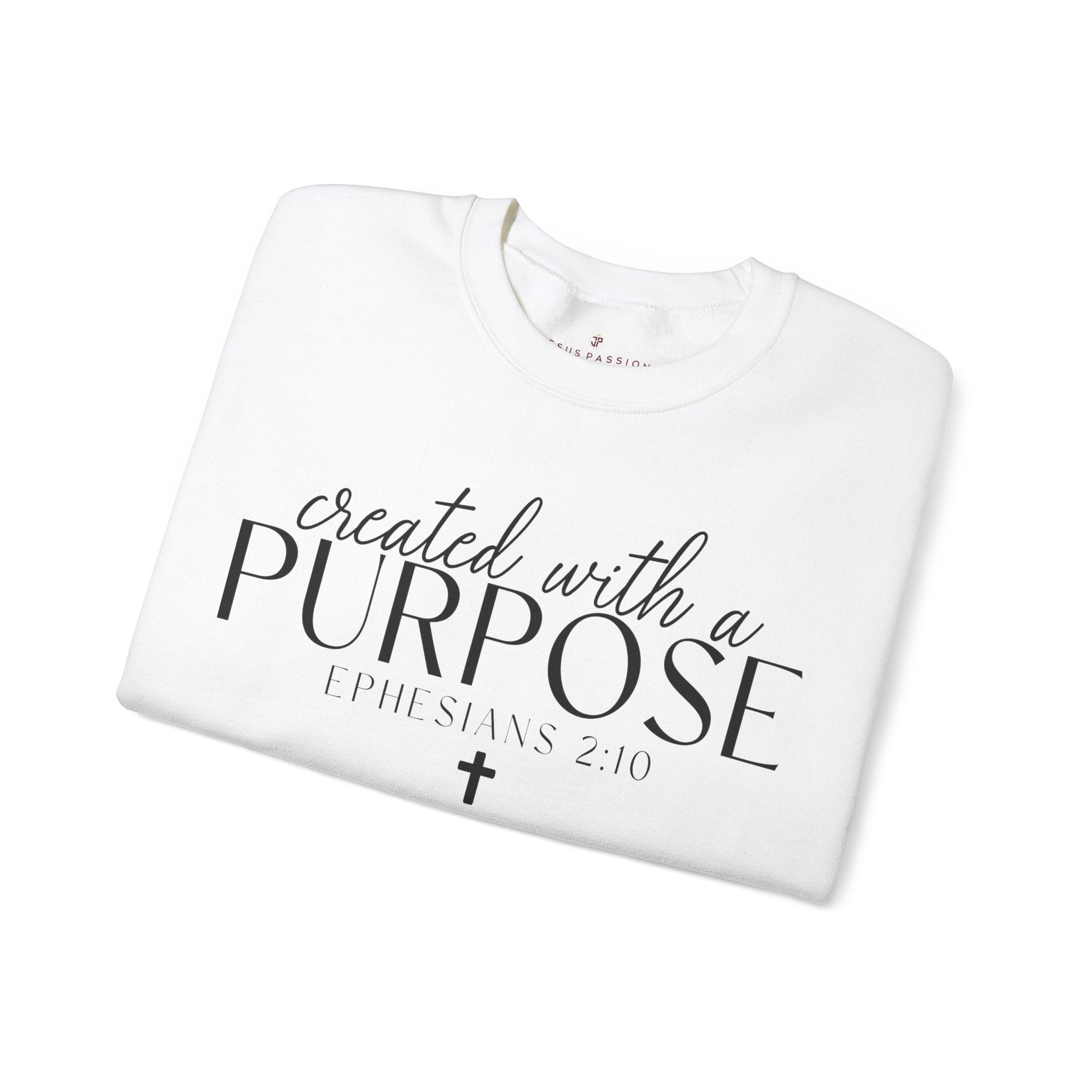 Created with a Purpose Women's Fleece Unisex - Fit Sweatshirt White / Sport Grey - Jesus Passion Apparel