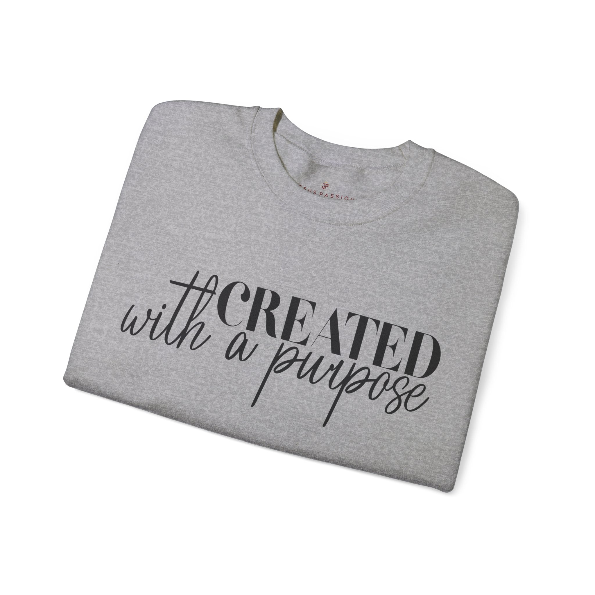 Created with a Purpose Women's Fleece Unisex - Fit Sweatshirt White / Sport Grey - Jesus Passion Apparel