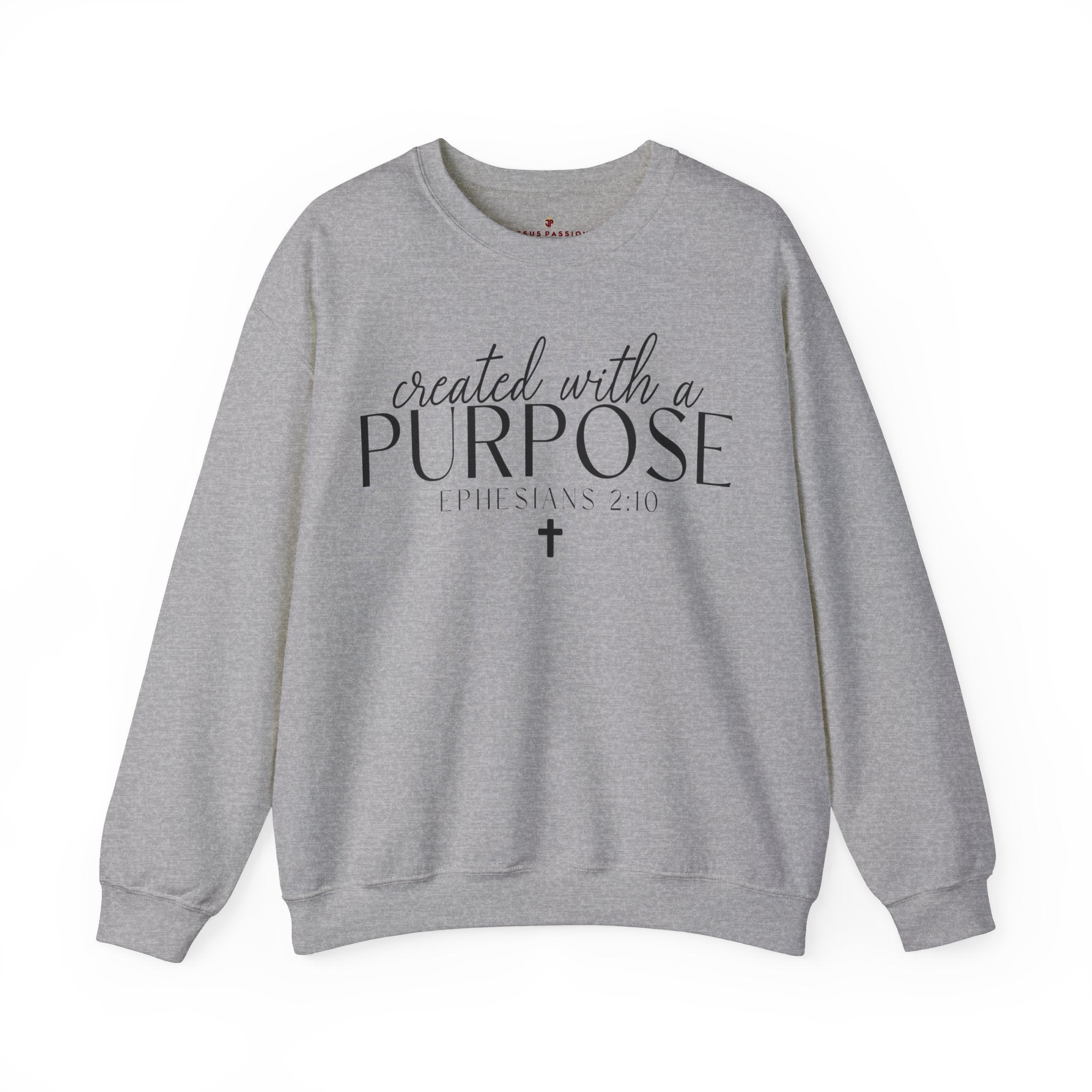 Created with a Purpose Women's Fleece Unisex - Fit Sweatshirt White / Sport Grey - Jesus Passion Apparel