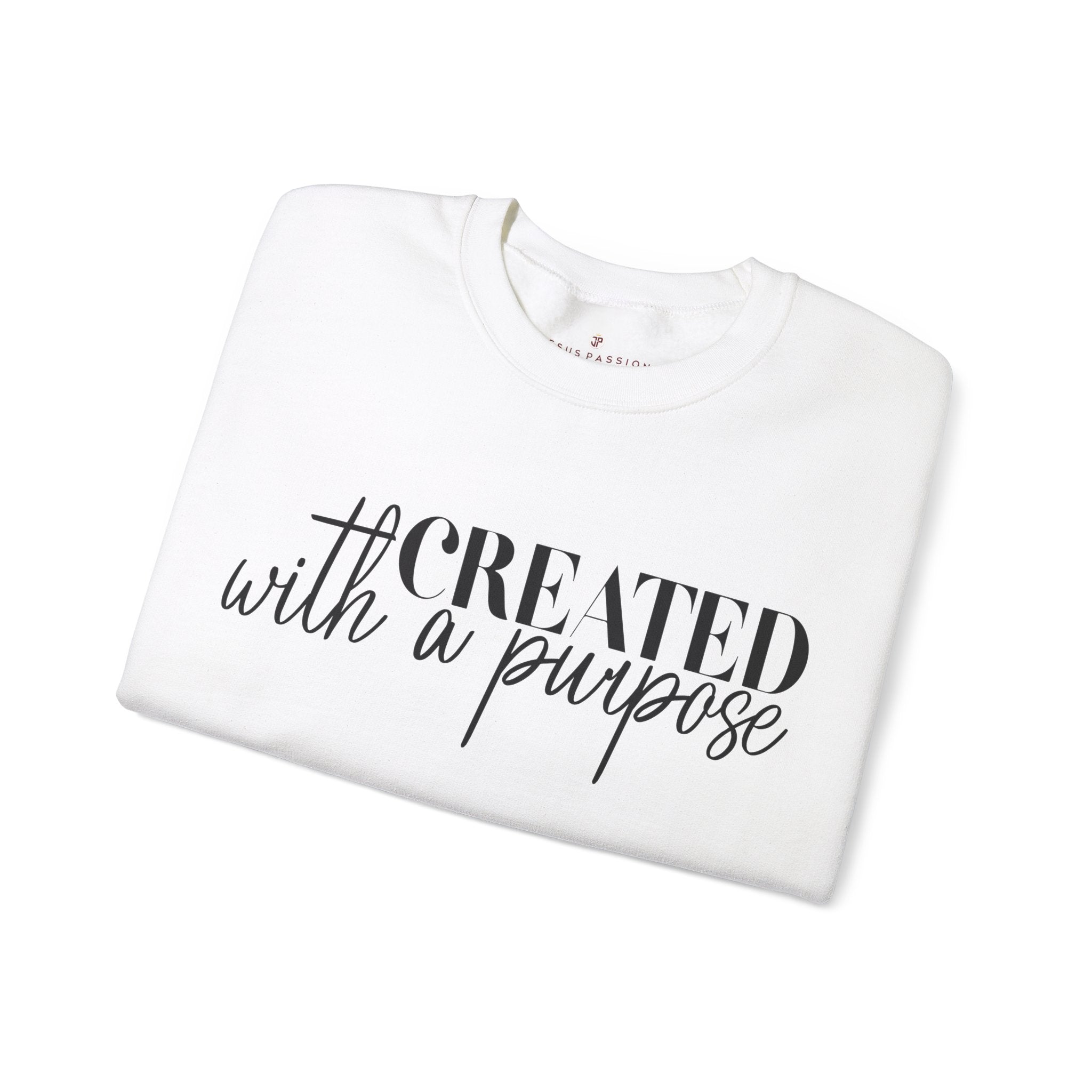 Created with a Purpose Women's Fleece Unisex - Fit Sweatshirt White / Sport Grey - Jesus Passion Apparel