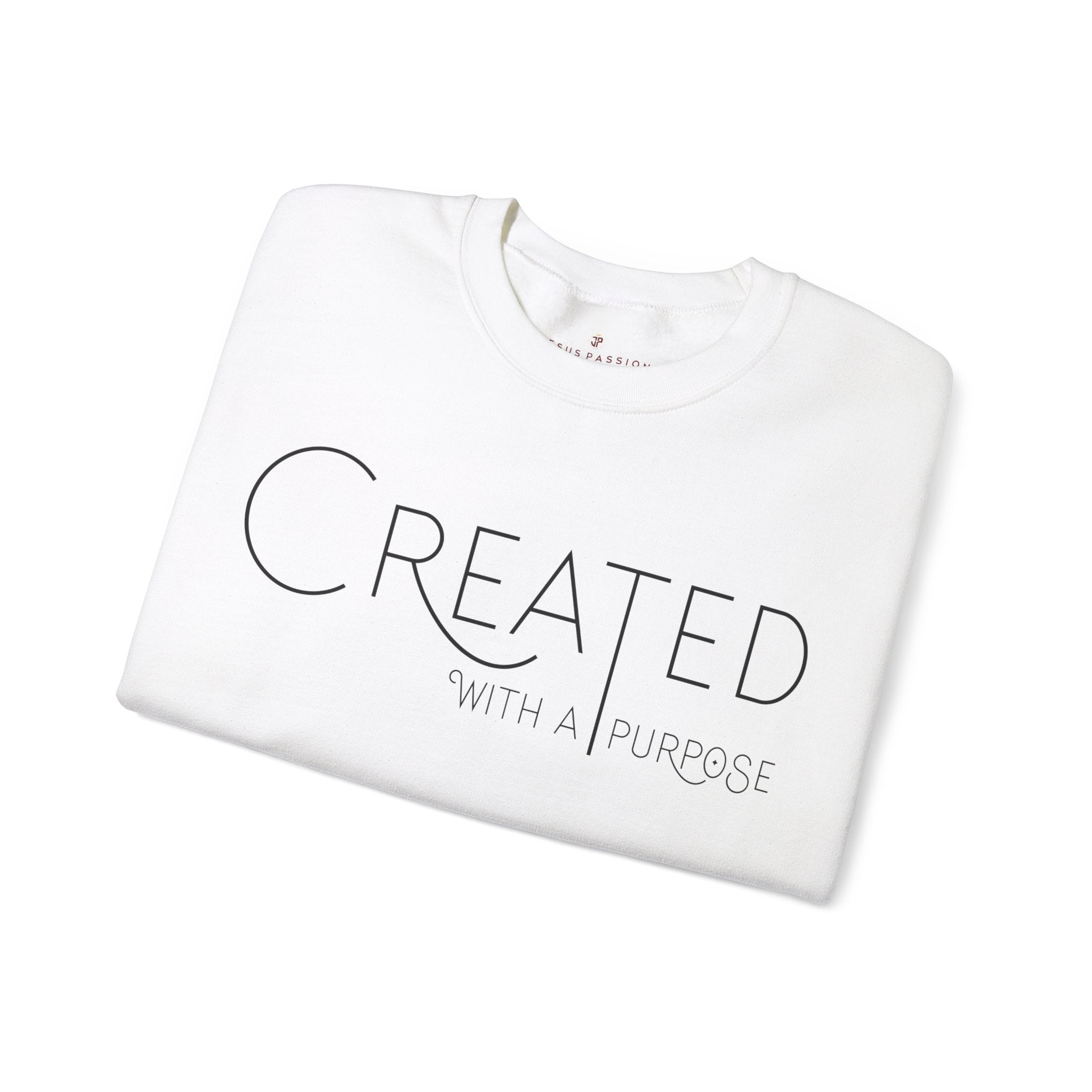 Created With a Purpose Women's Fleece Unisex - Fit Sweatshirt White / Sport Grey - Jesus Passion Apparel