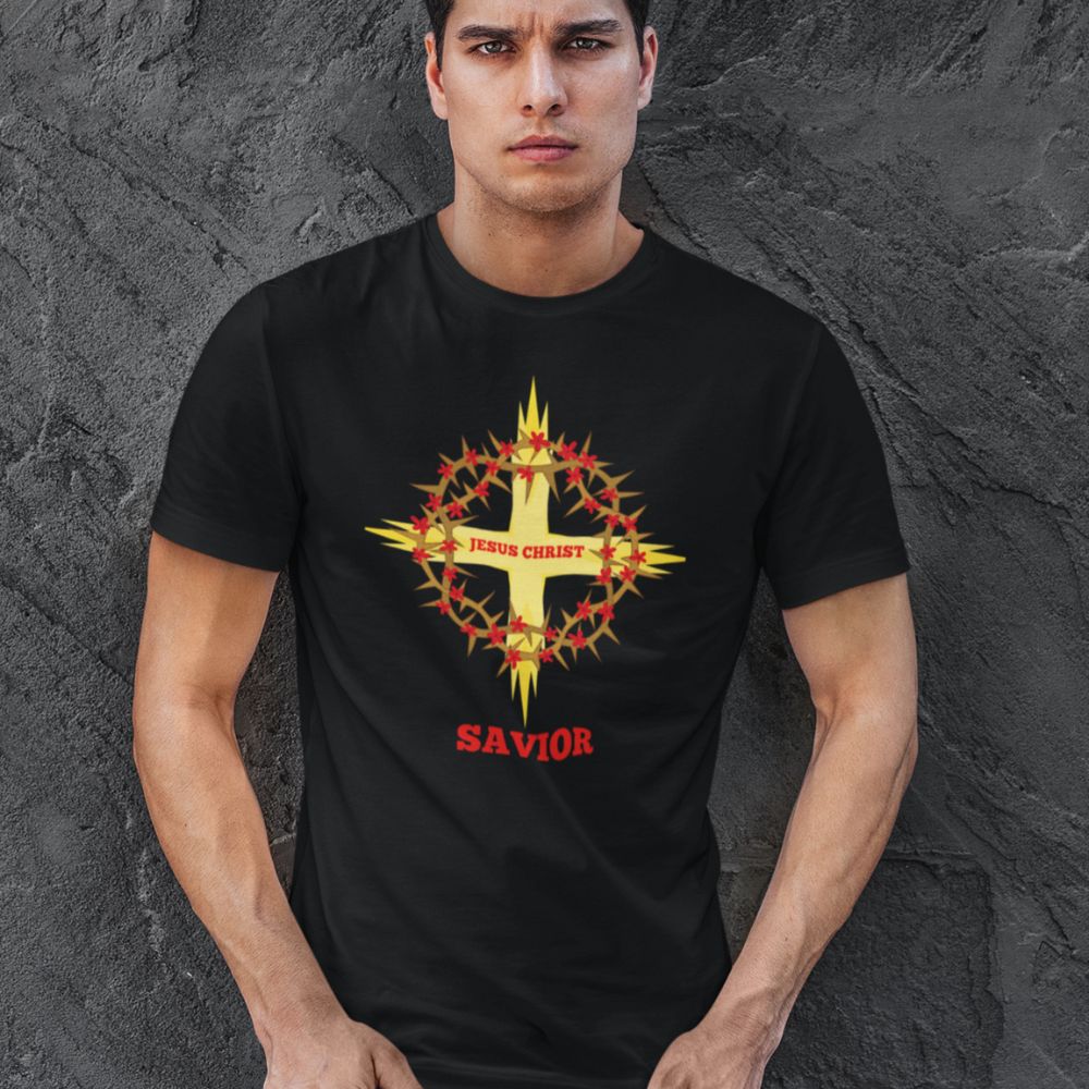 Cross and Crown of Thorns Jersey Short Sleeve T-Shirt - Jesus Passion Apparel