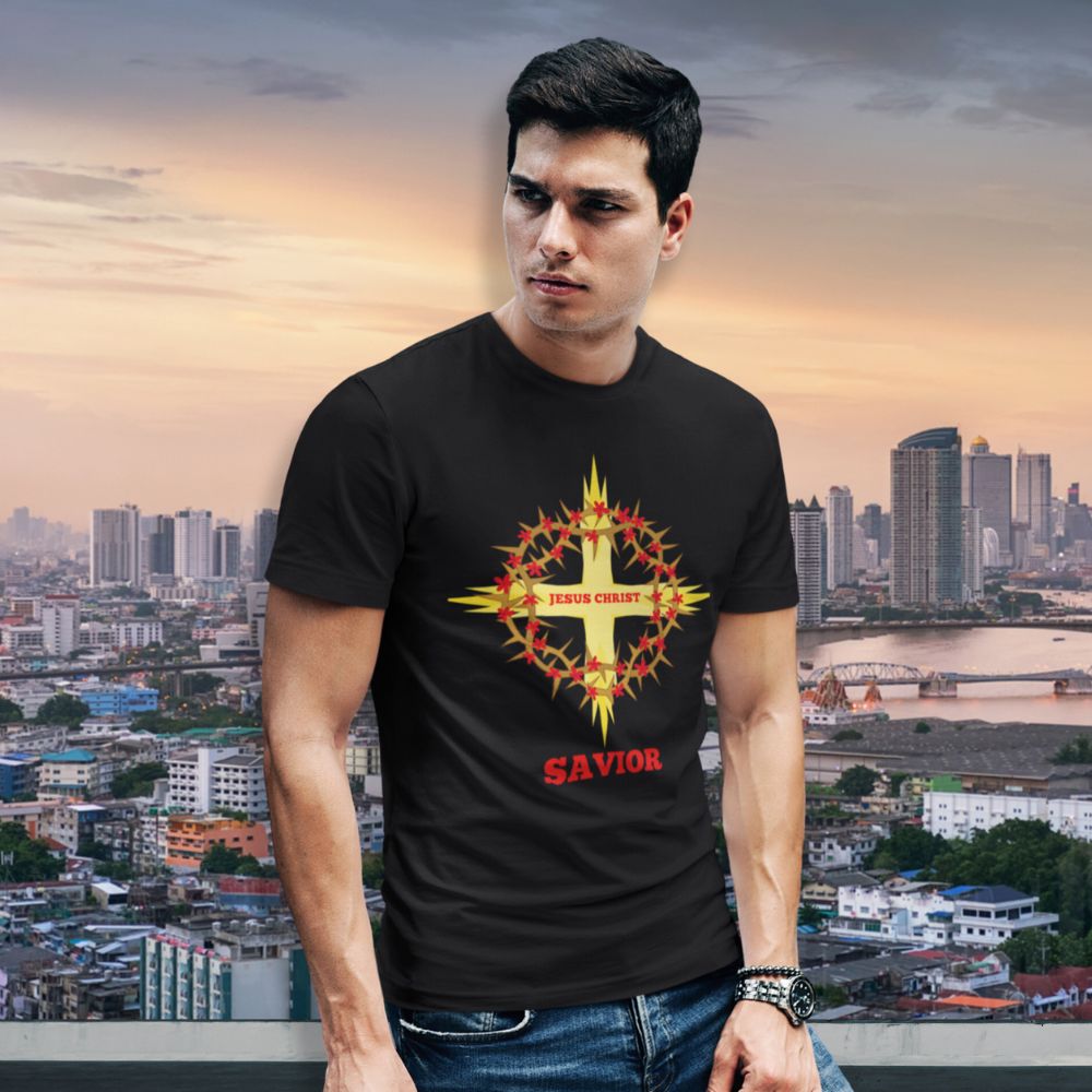 Cross and Crown of Thorns Jersey Short Sleeve T-Shirt - Jesus Passion Apparel