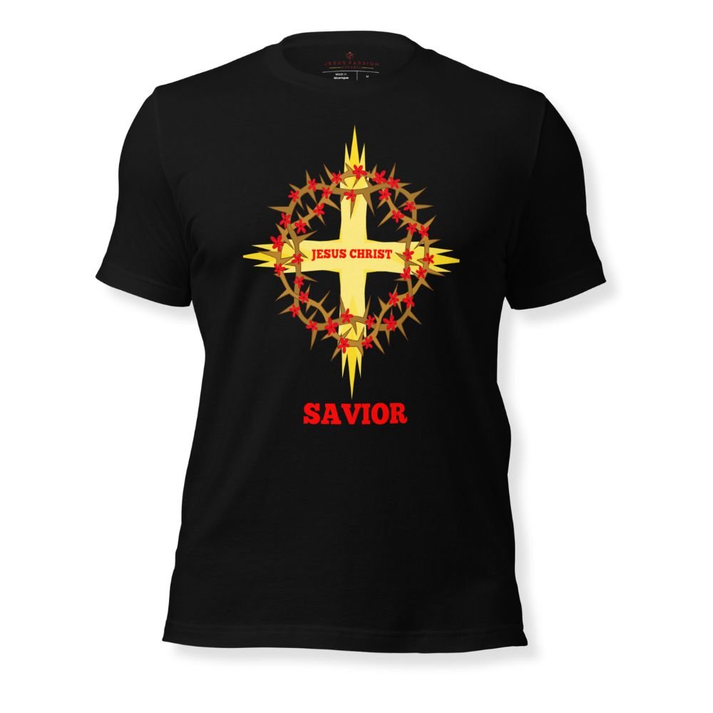 Cross and Crown of Thorns Jersey Short Sleeve T-Shirt - Jesus Passion Apparel