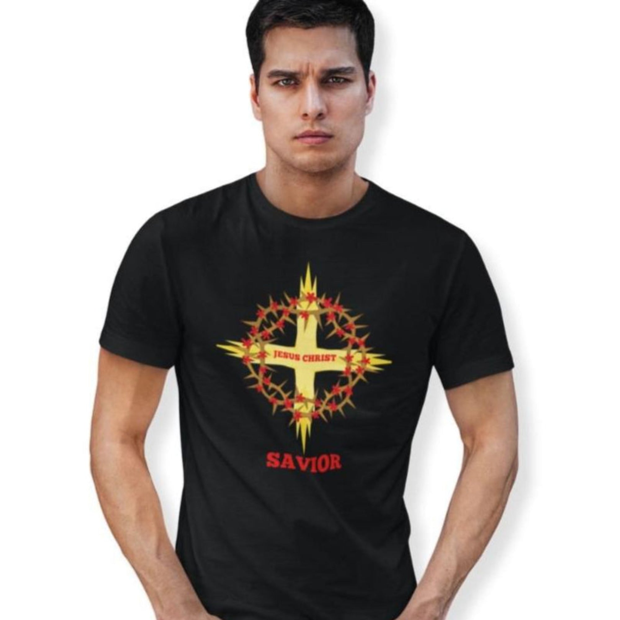 Cross and Crown of Thorns Jersey Short Sleeve T-Shirt - Jesus Passion Apparel