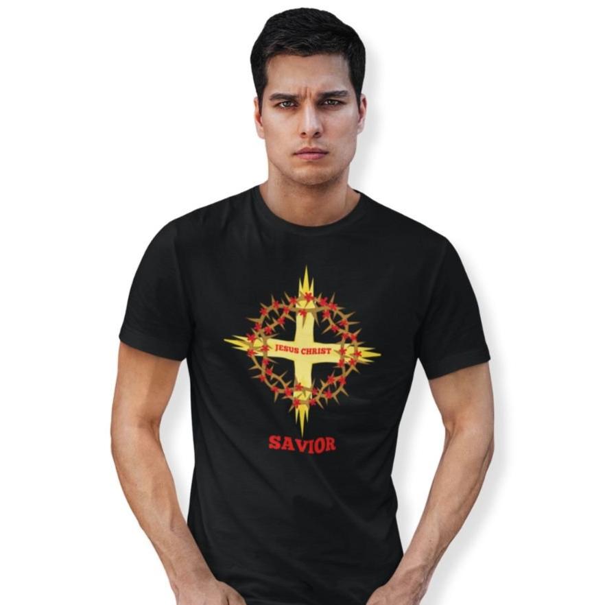 Cross and Crown of Thorns Jersey Short Sleeve T-Shirt - Jesus Passion Apparel