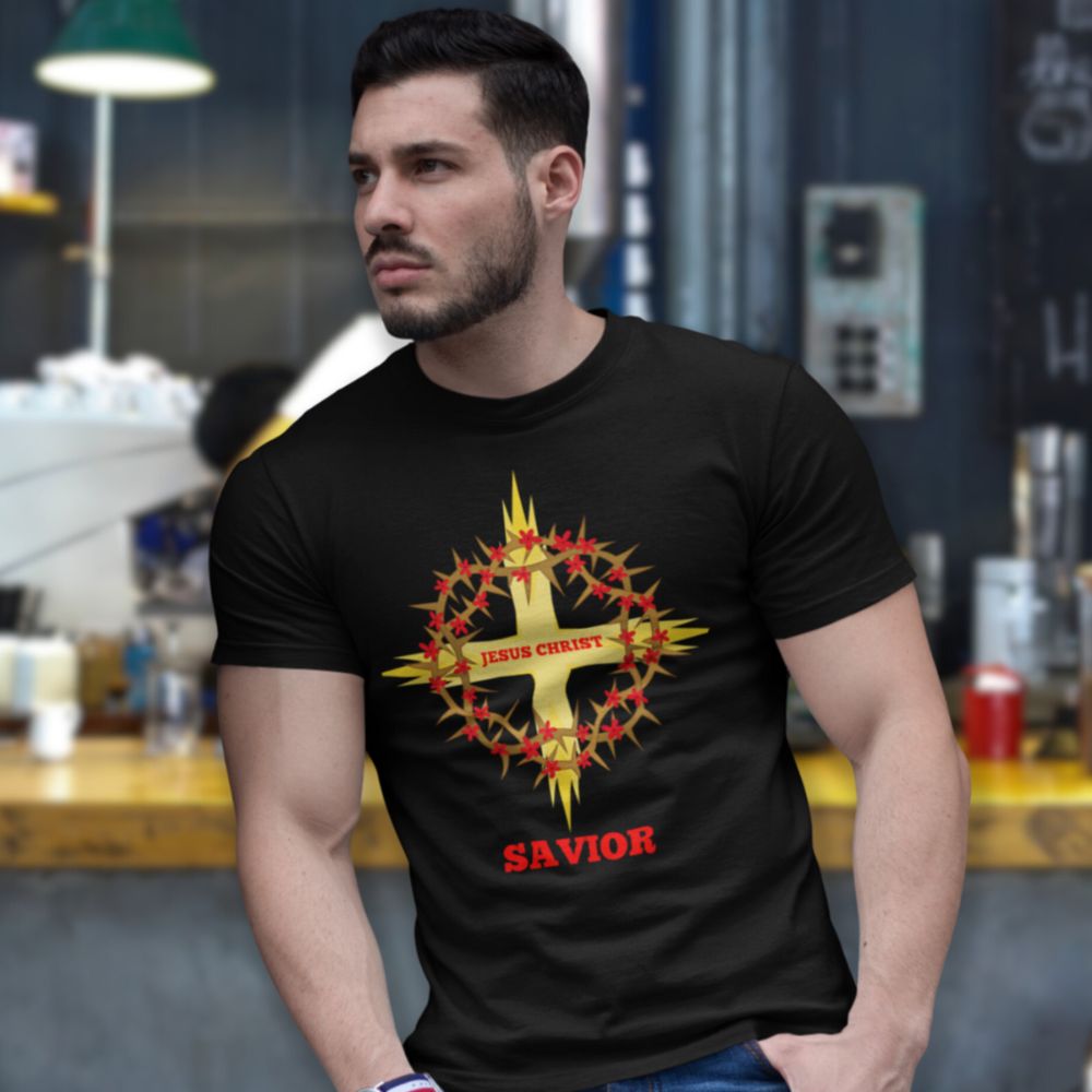 Cross and Crown of Thorns Jersey Short Sleeve T-Shirt - Jesus Passion Apparel