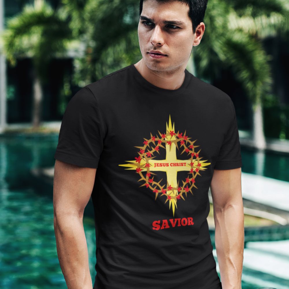 Cross and Crown of Thorns Jersey Short Sleeve T-Shirt - Jesus Passion Apparel