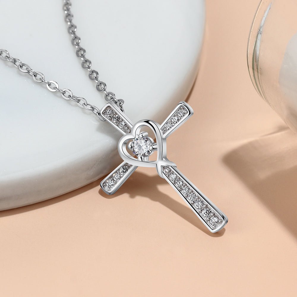 Cross Heart Necklace With 45CM Chain - Jesus Passion Apparel