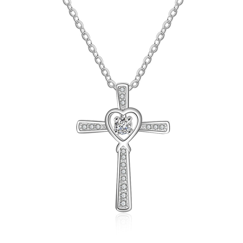 Cross Heart Necklace With 45CM Chain - Jesus Passion Apparel