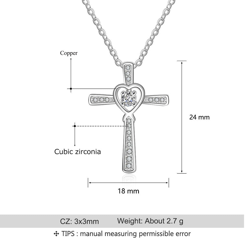 Cross Heart Necklace With 45CM Chain - Jesus Passion Apparel