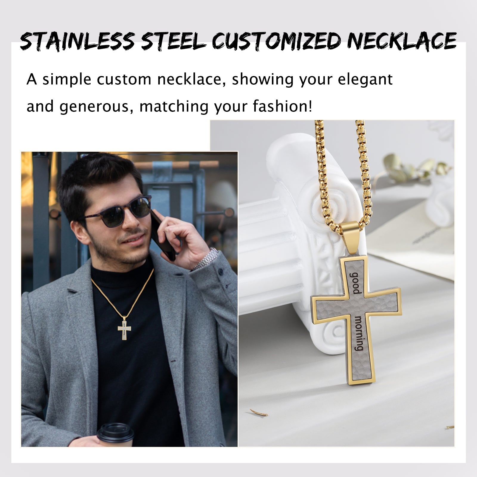 Custom Name Cross Men Necklace - Jesus Passion Apparel