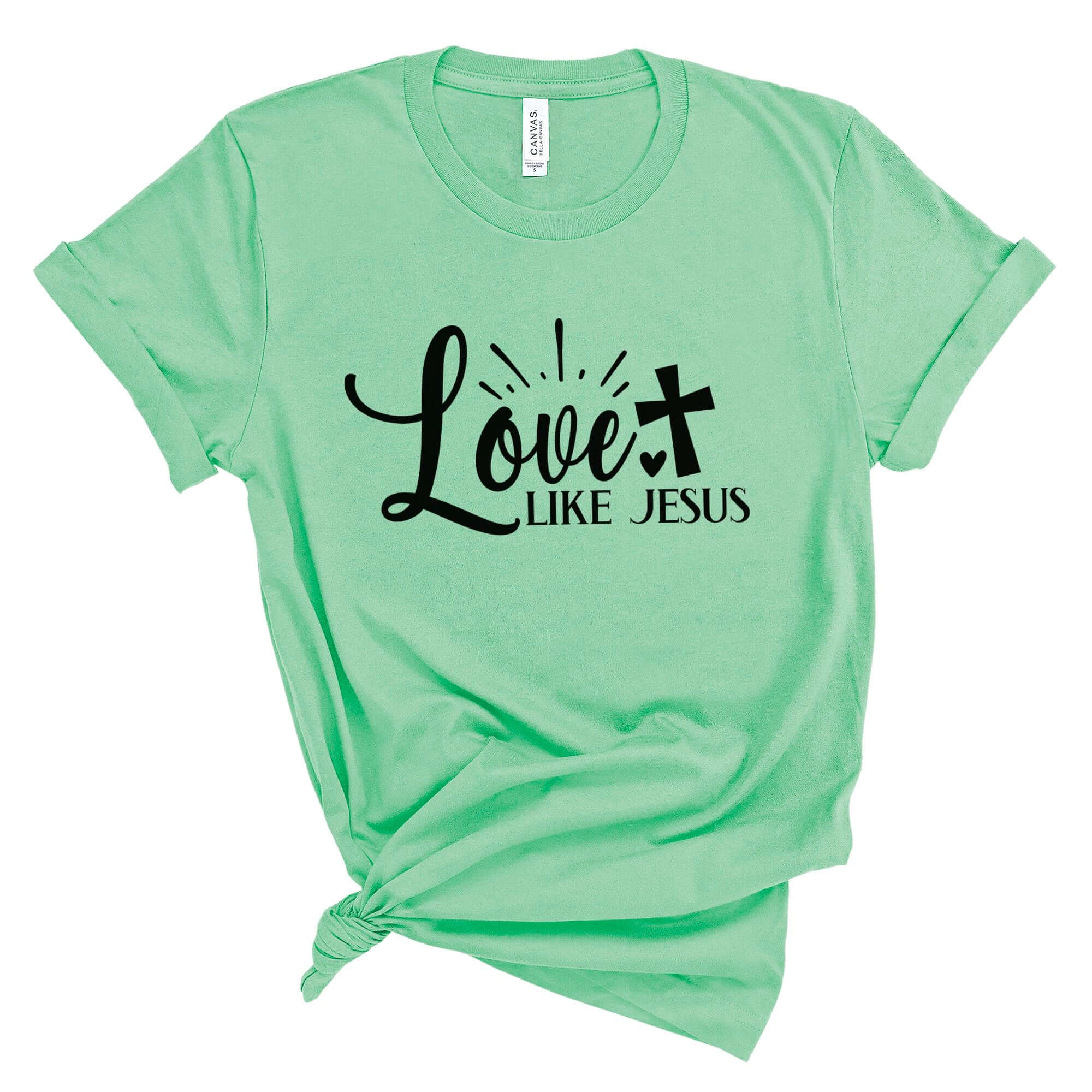 Love Like Jesus Women's Short Sleeve Tee Size: XS Color: Athletic Heather Jesus Passion Apparel