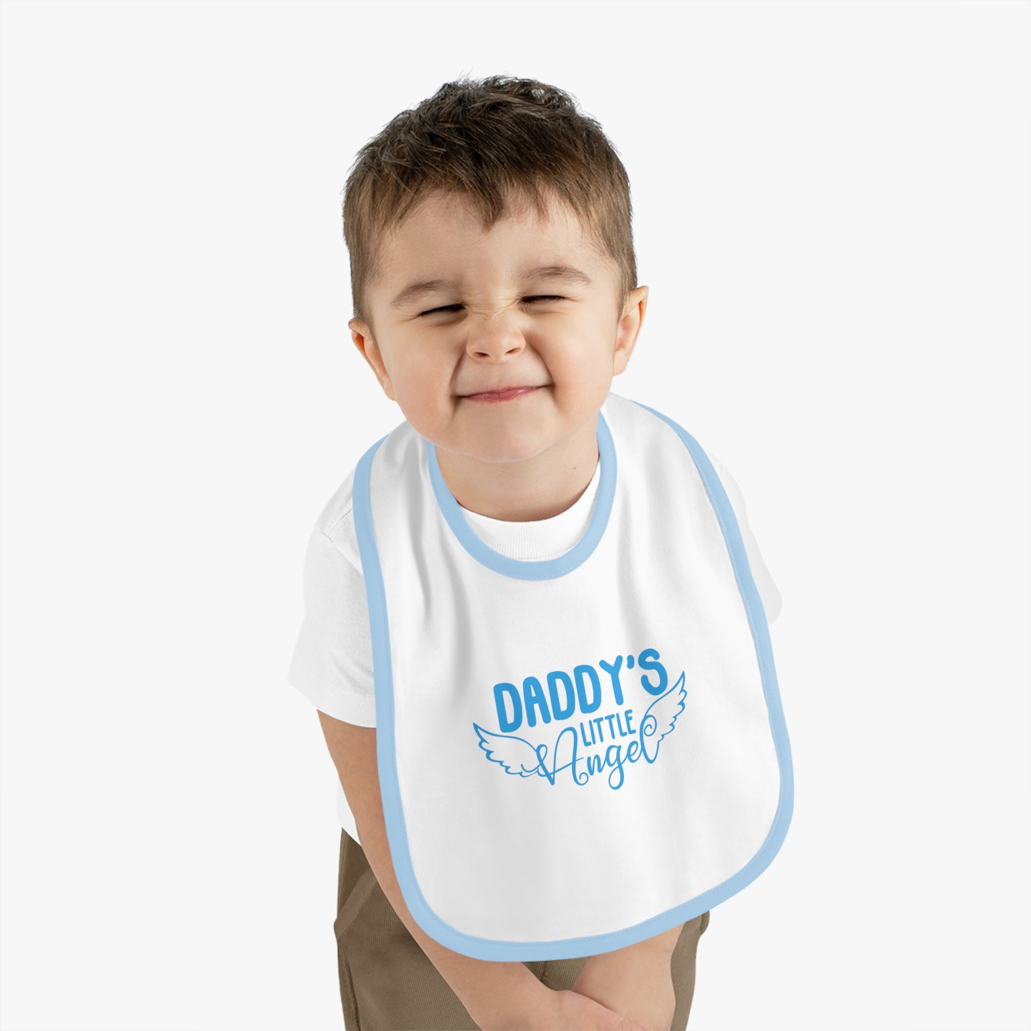 Daddy's Little Angel - Blue Baby Jersey Bib - Jesus Passion Apparel