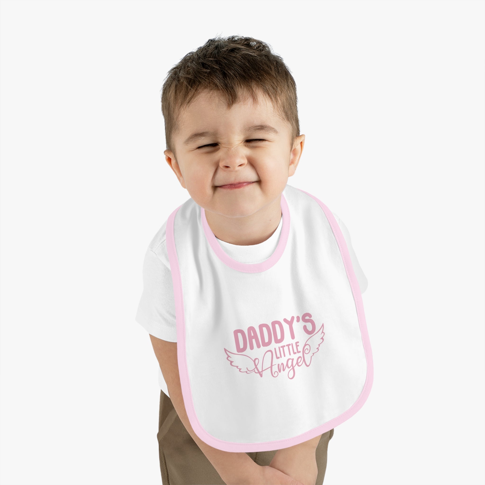 Daddy's Little Angel - Pink Baby Jersey Bib - Jesus Passion Apparel