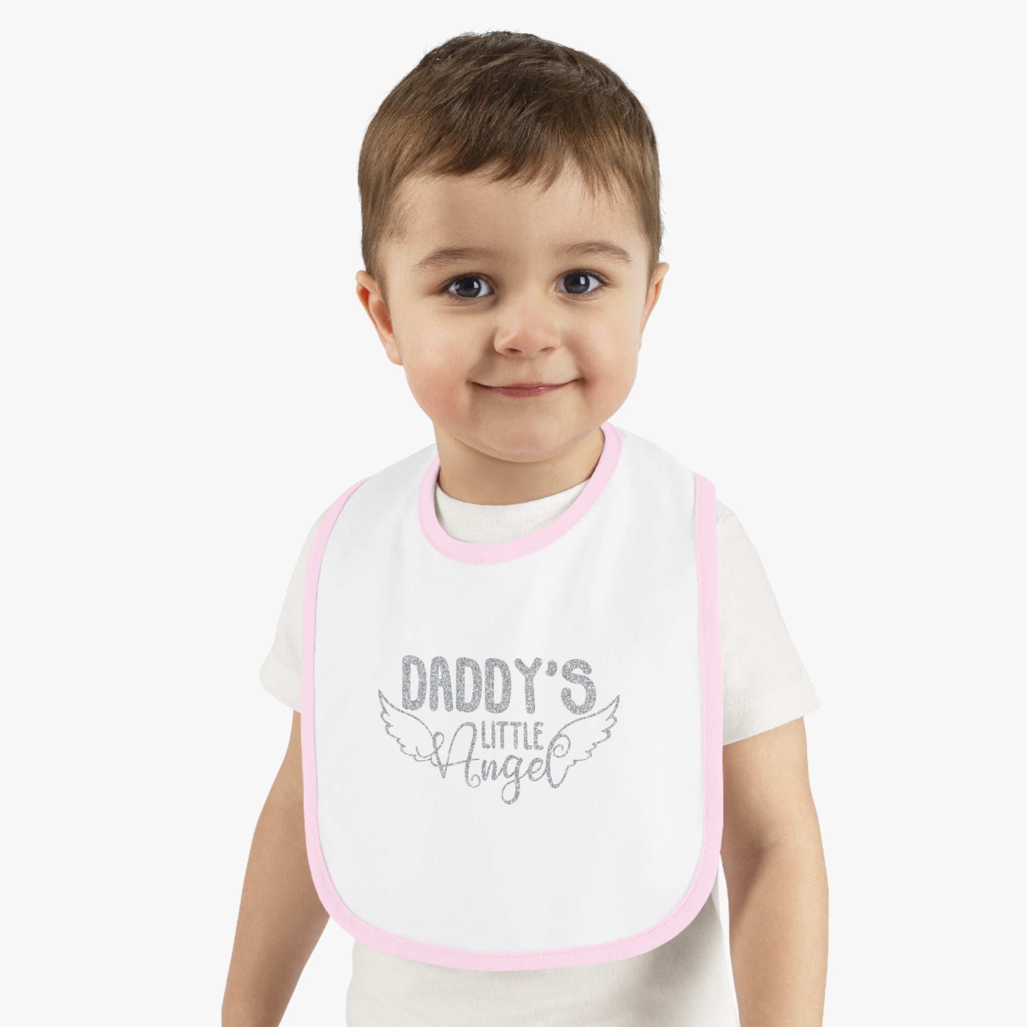 Daddy's Little Angel - Silver Glitter Baby Jersey Bib - Jesus Passion Apparel